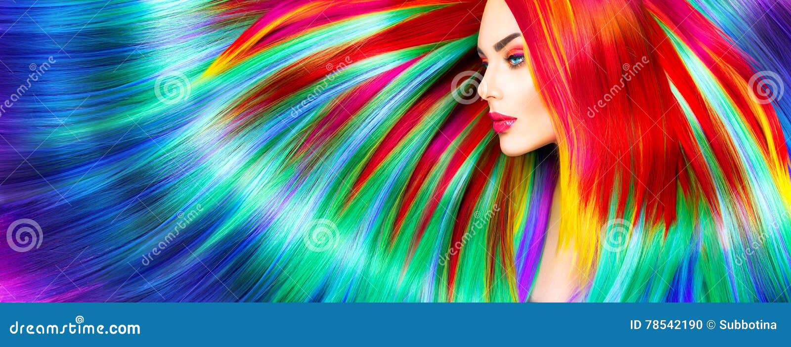 beauty model girl with colorful dyed hair