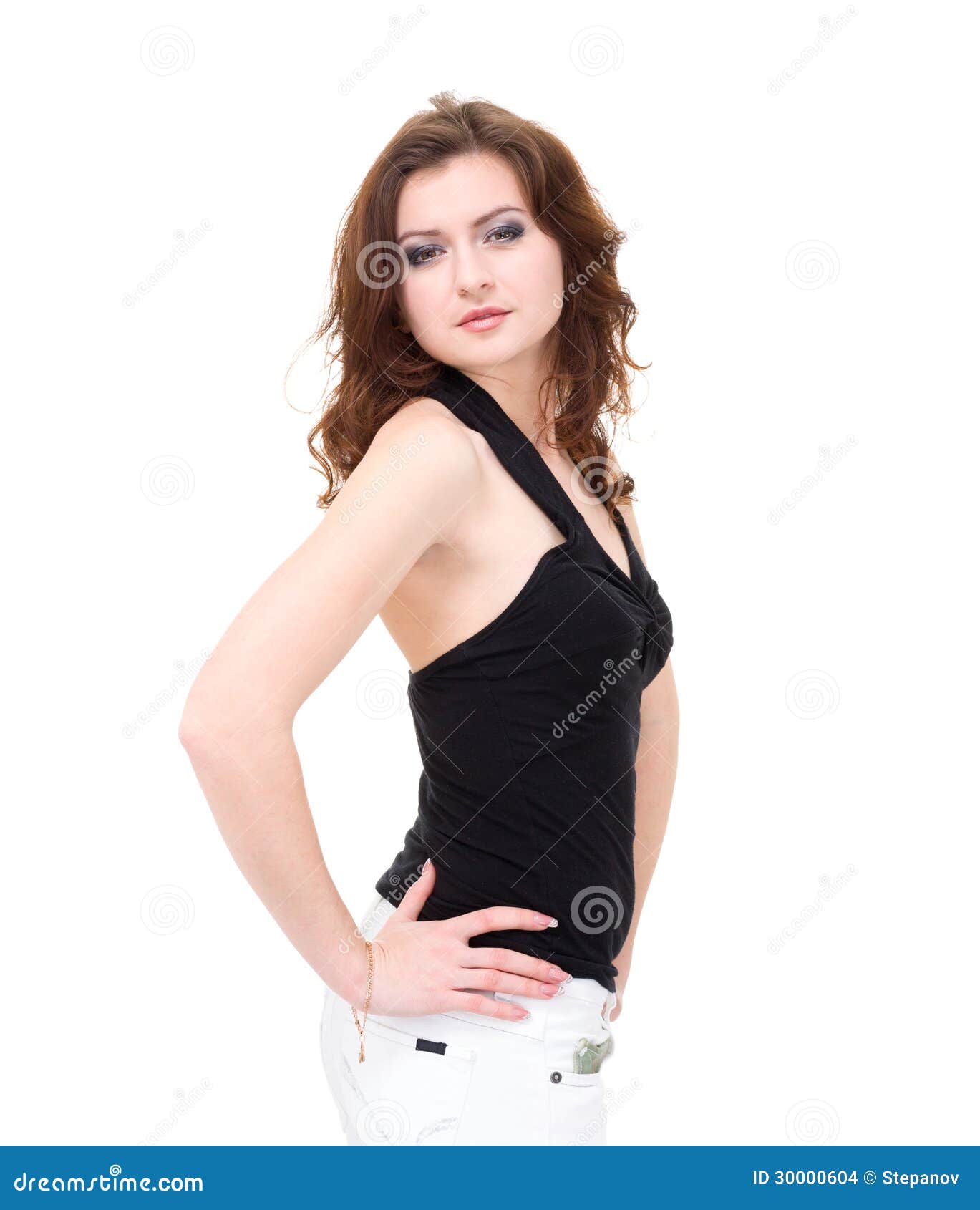 Beautiful Woman Face. Looking at Camera Stock Photo - Image of body ...