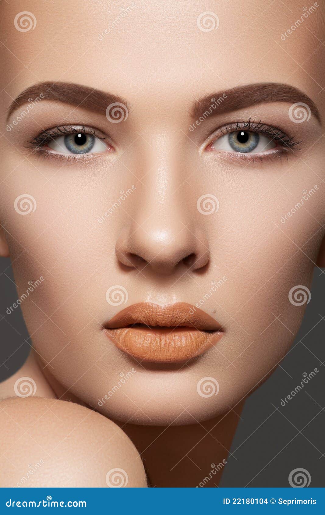  Beauty  Model  With Natural  Eyebrows Lips Make up  Stock 