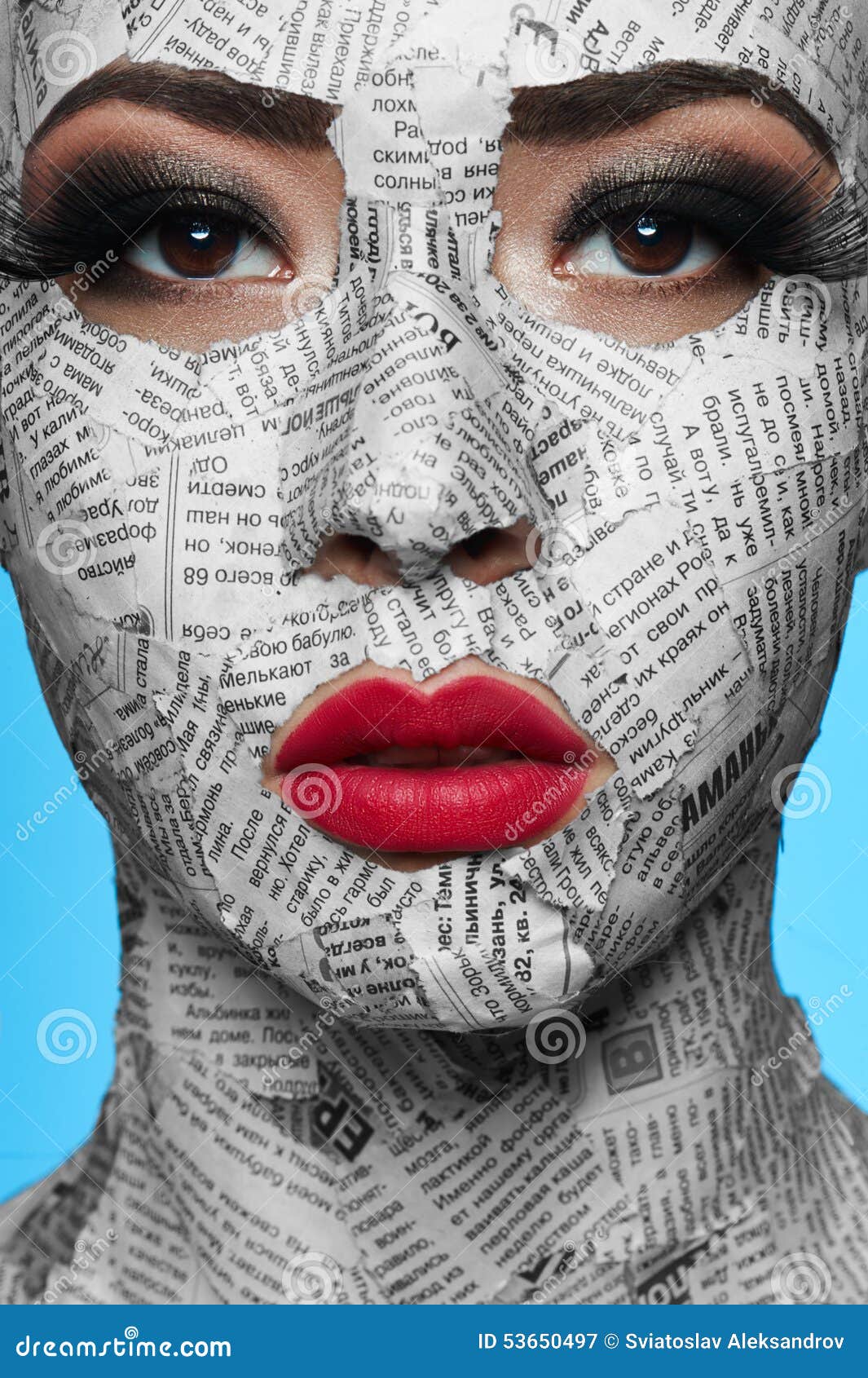Beauty Model with Newspaper on Face Stock Image Image of closeup, asian 53650497