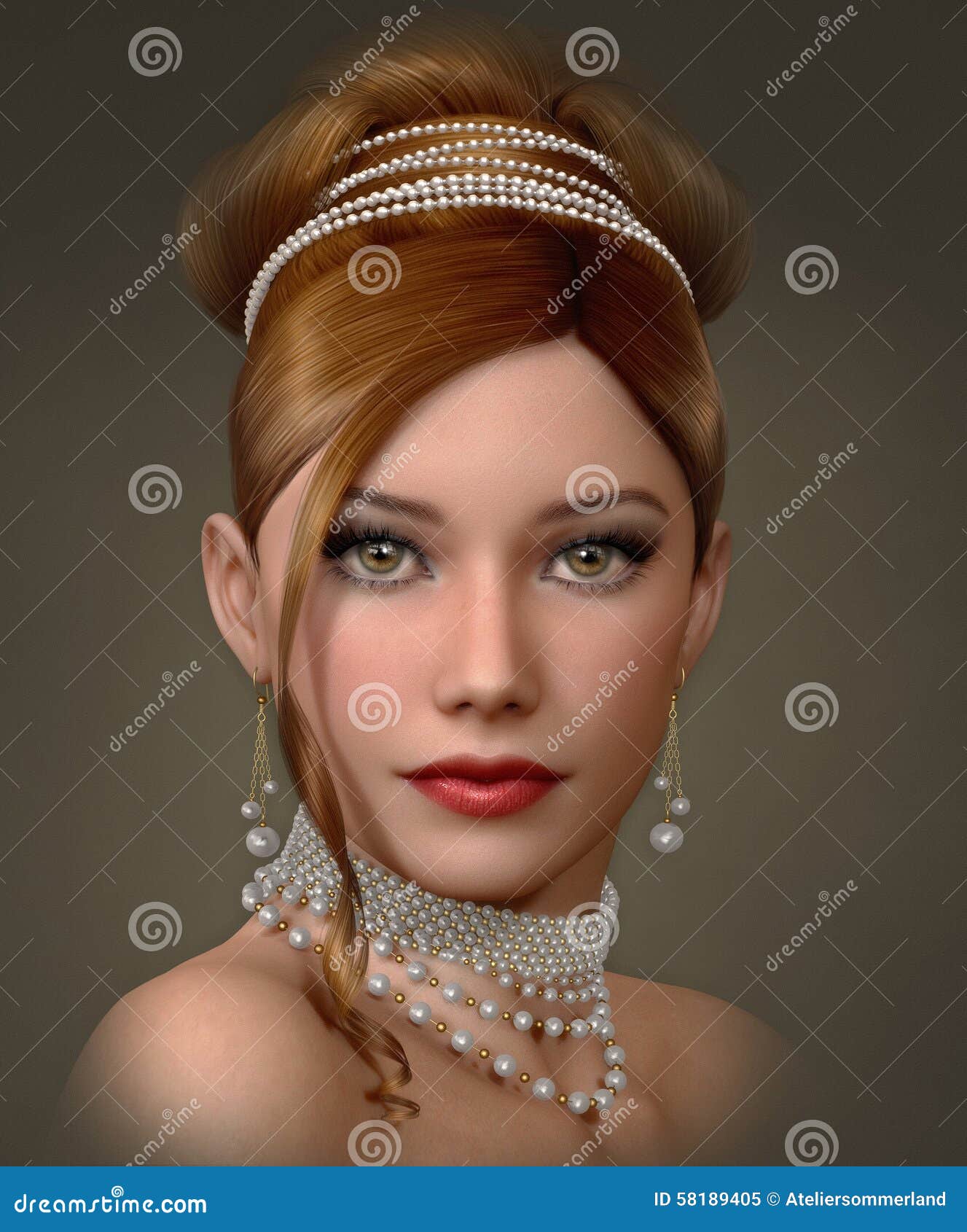Beauty With Pearls 3d Cg Stock Illustration Illustration Of Maid