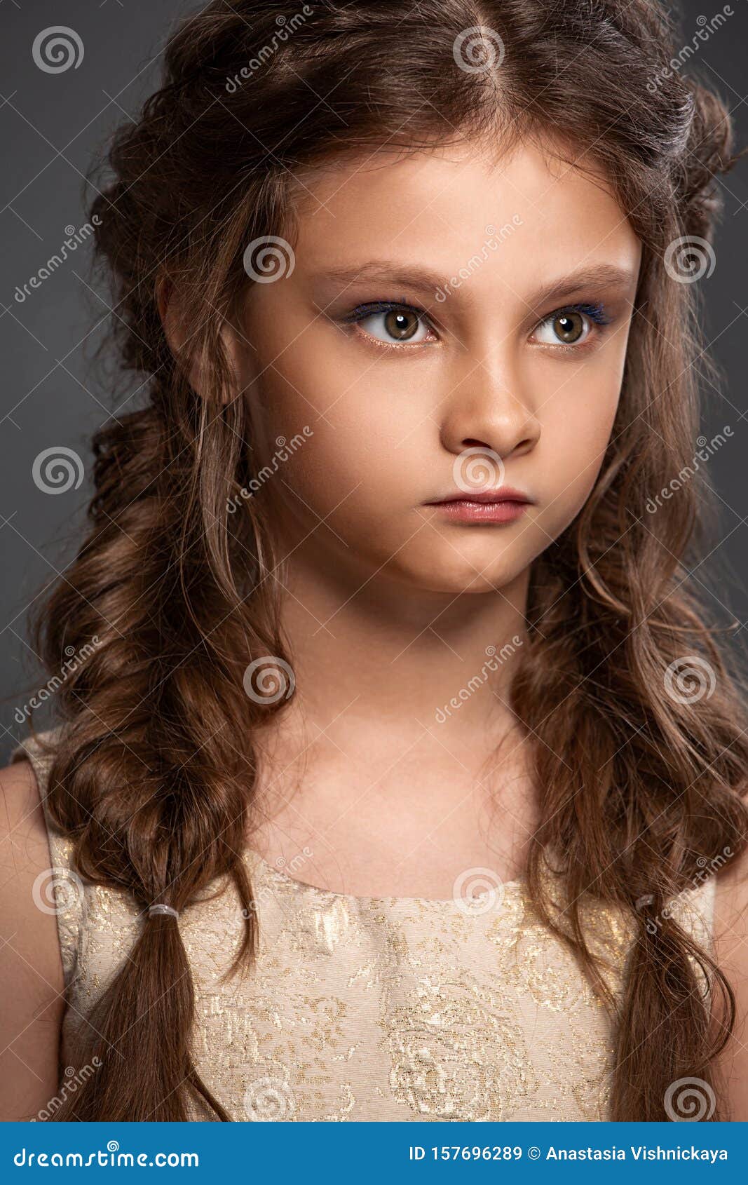 Beauty Portrait of Wedding Clean Makeup Kid Girl with Stylish Hairstyle.  Closeup Blonde Girl in White Dress. Boho Braid Stock Image - Image of  childhood, adorable: 157696289