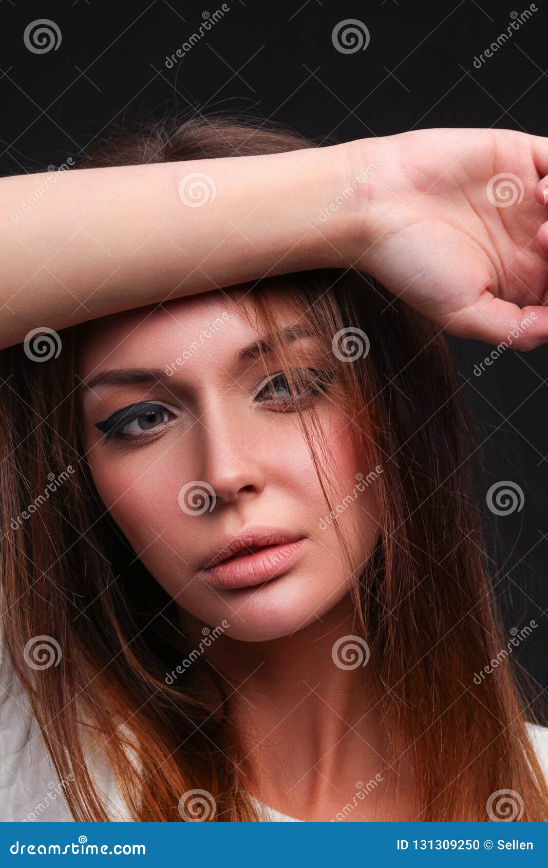 Beauty. Portrait of a Young Woman on Dark Background Stock Photo ...