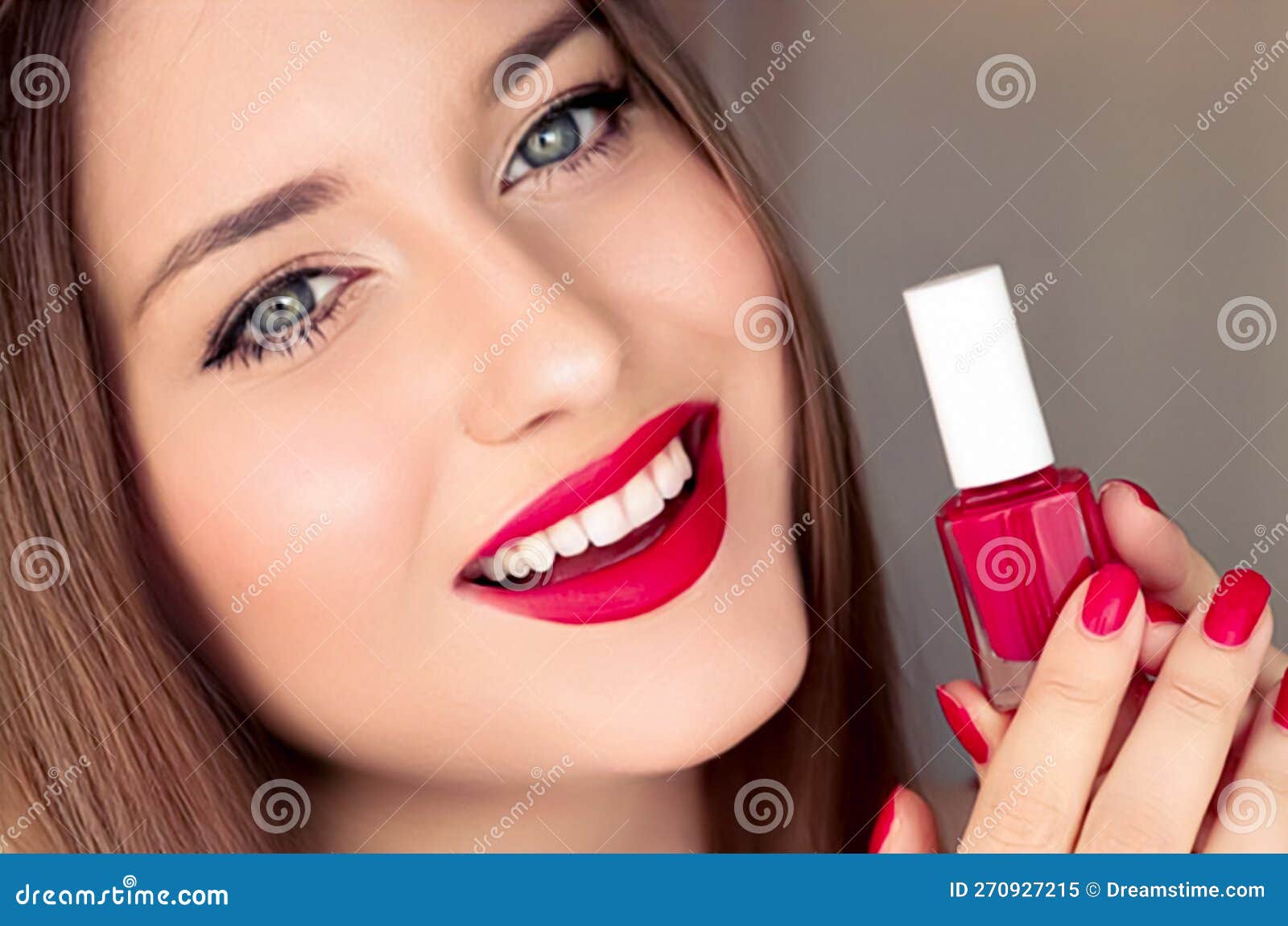 Female pink mouth and red nails Stock Photo by ©annadeba 147825491
