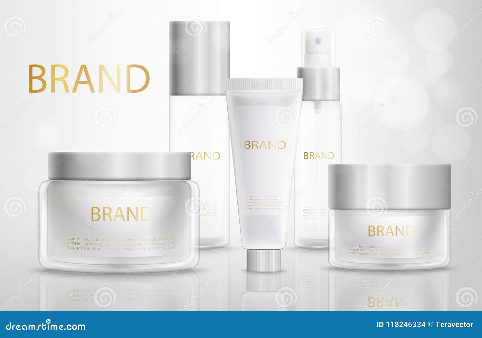 beauty products containers realistic  set