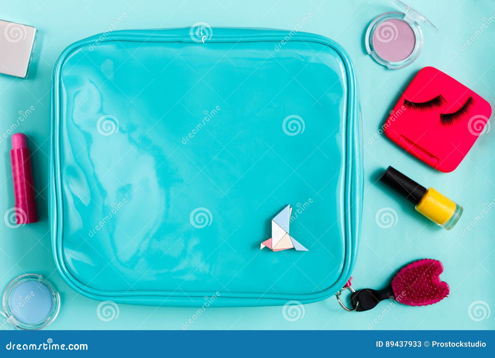 Beauty Products, Cosmetic Bag with Essentials Stock Image Image of