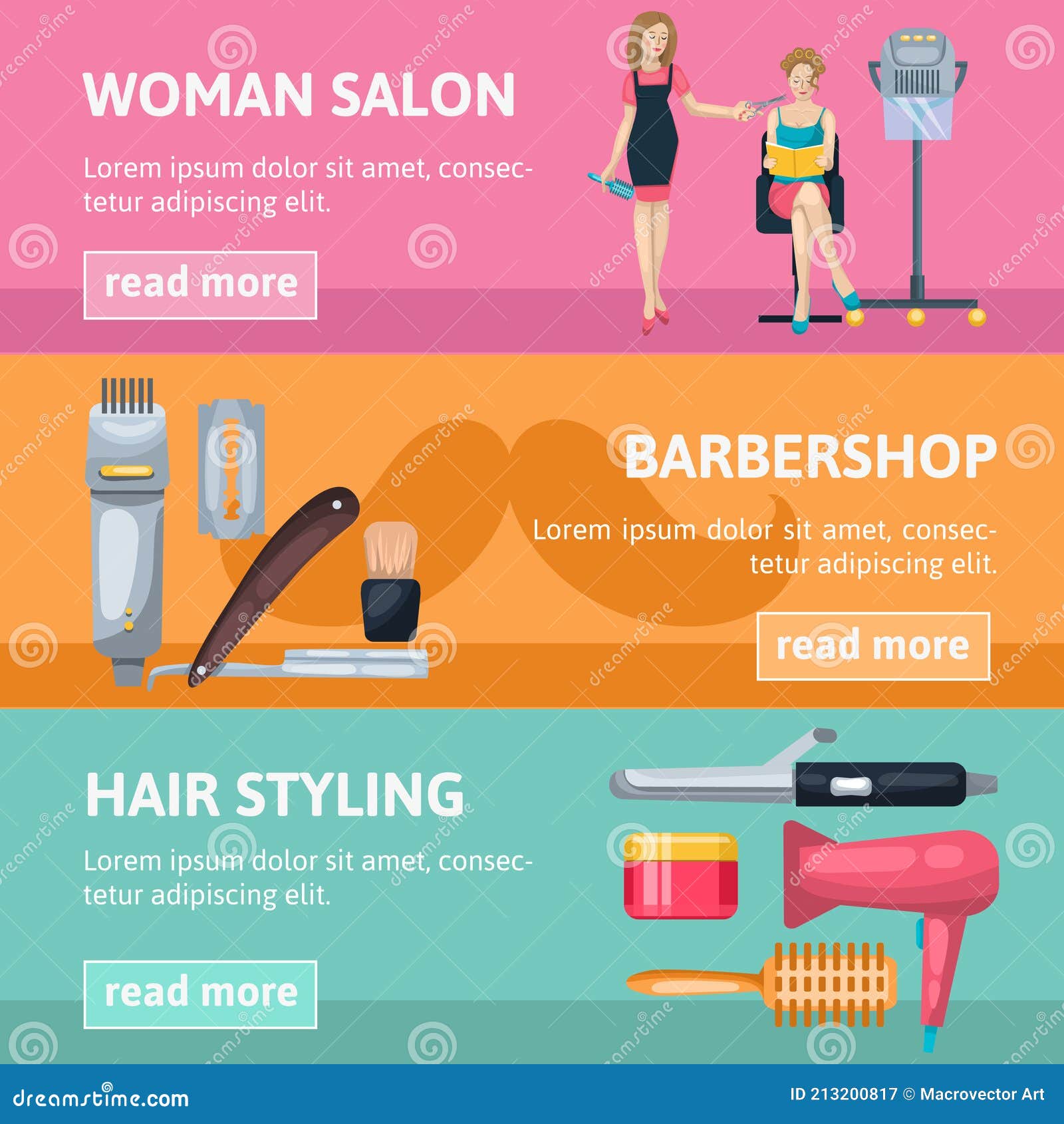Beauty Salon Banners Set stock vector. Illustration of concept - 213200817