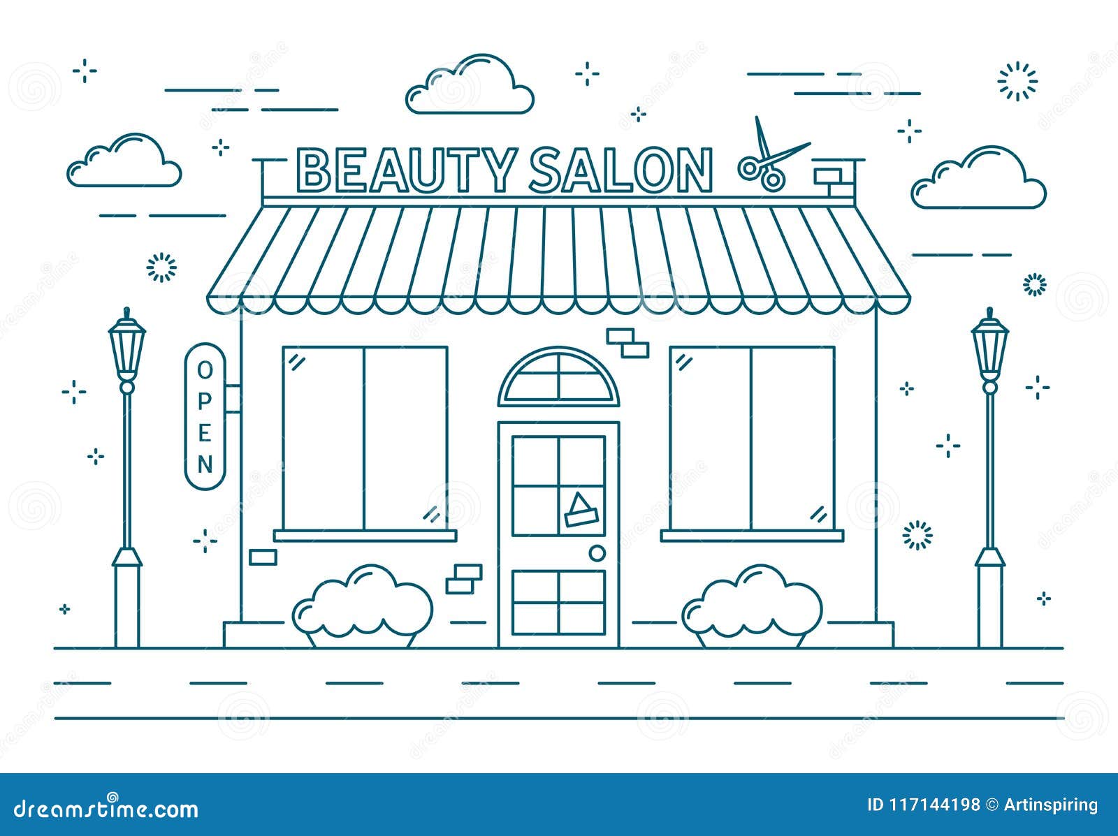 Hair Salon (sketch) - 3d visualization Stock Illustration | Adobe Stock