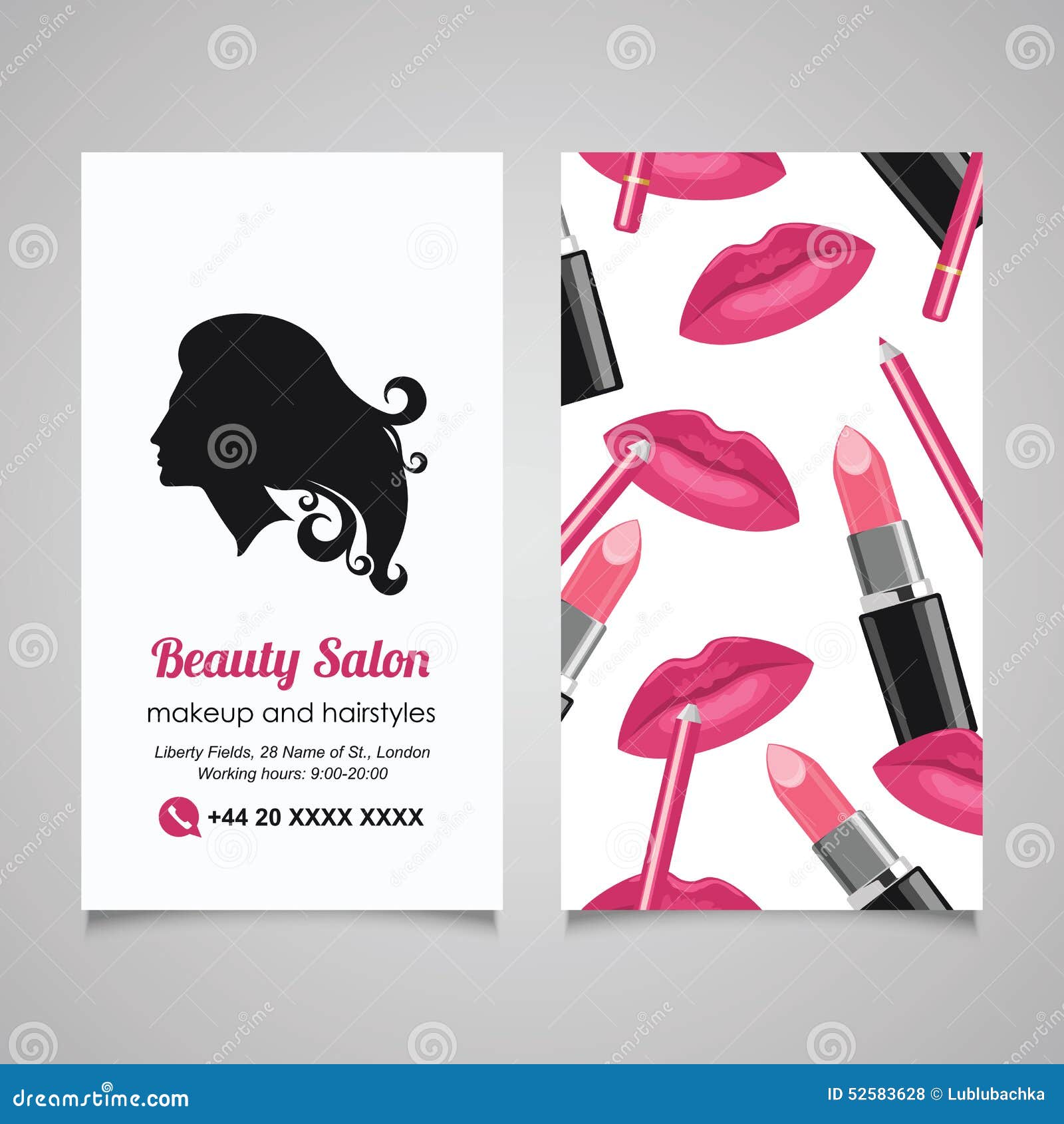 Beauty Salon Business Card Design Template with Beautiful Woman Stock  Vector - Illustration of liner, icon: 52583628
