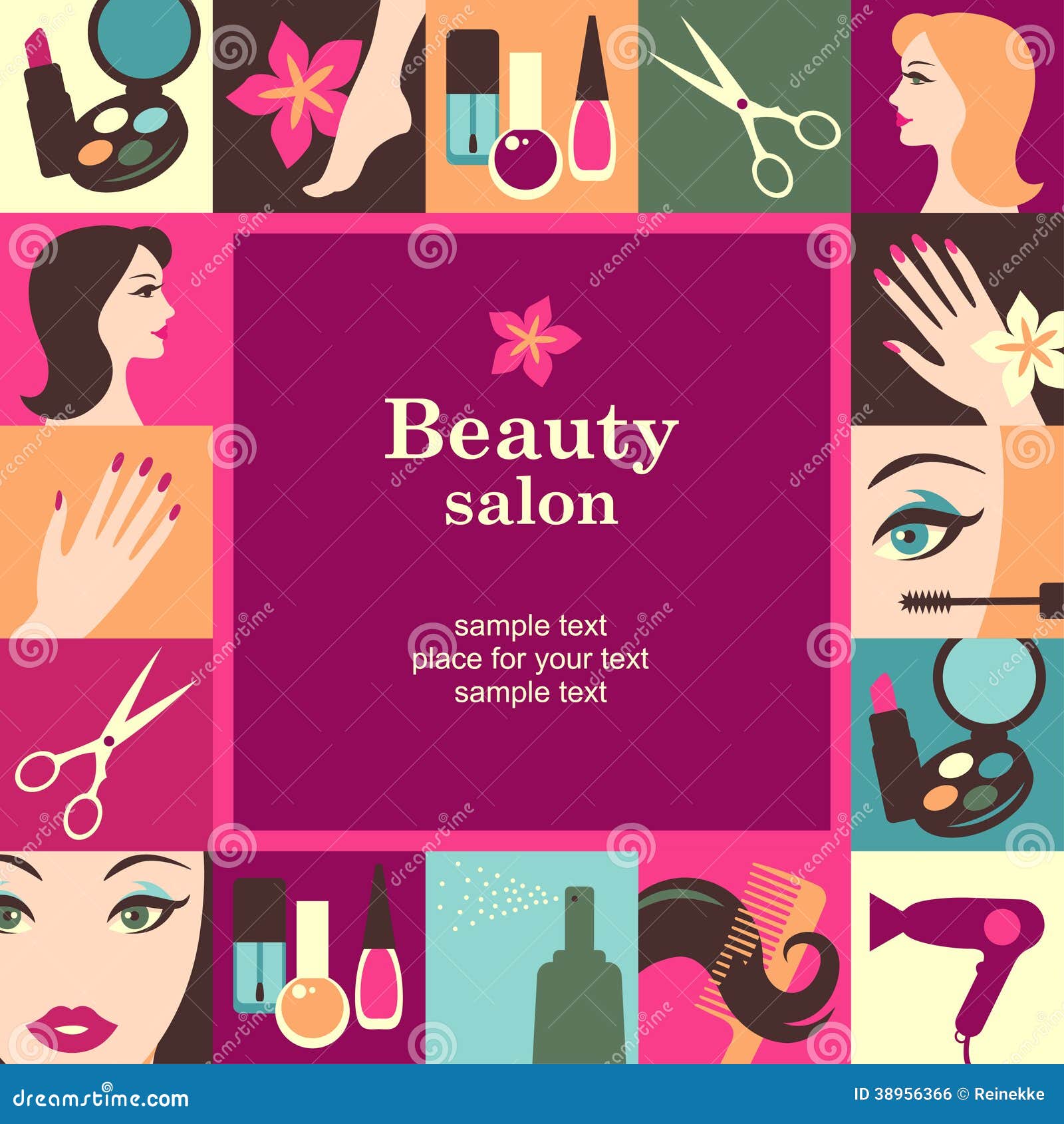 Beauty salon frame stock vector. Illustration of design - 38956366