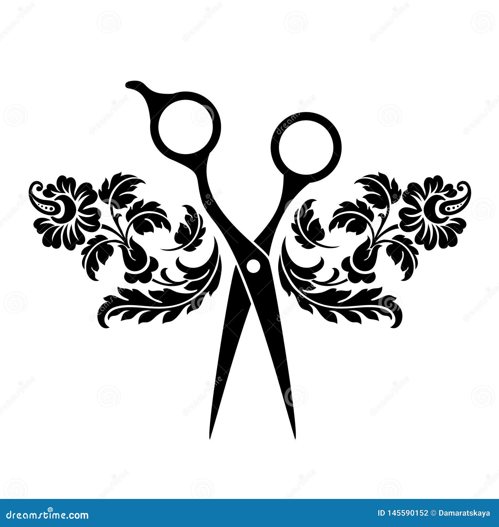 beauty salon logo, barbershop logotype. black scissors on white background. hairdresser icon.