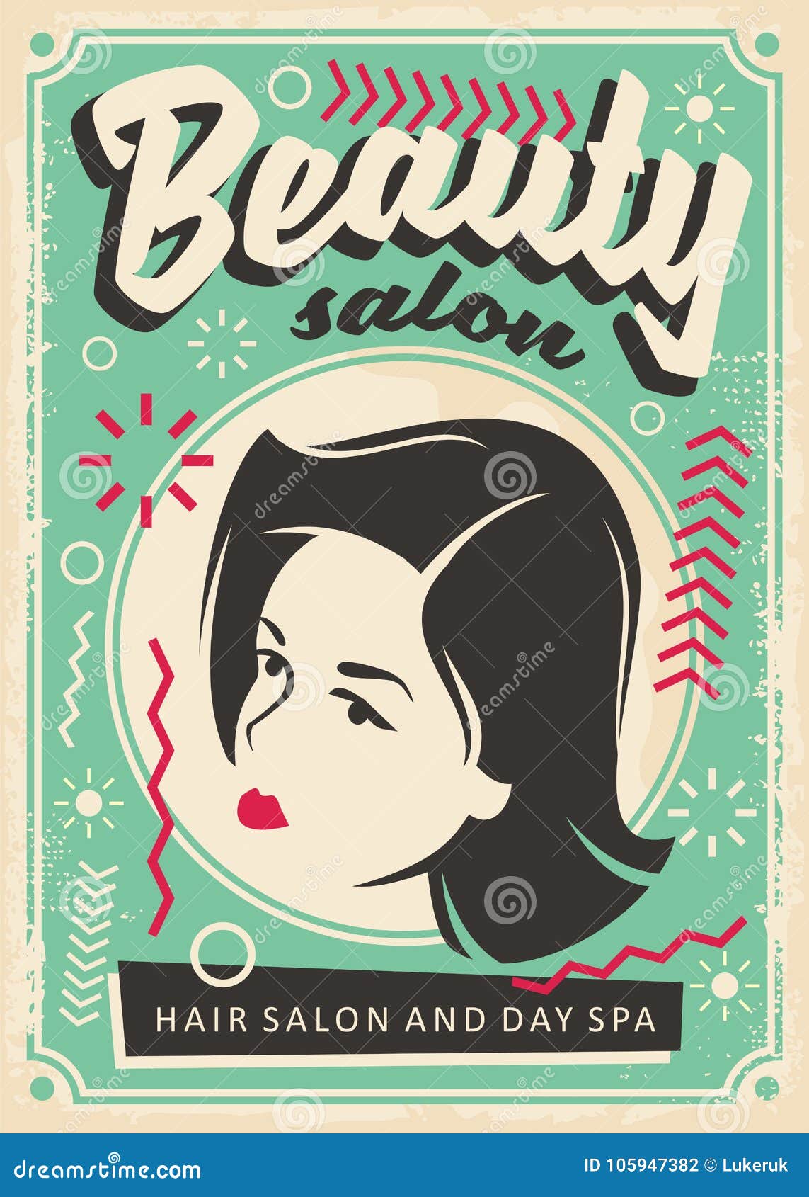 Beauty Salon Retro Poster Design Stock Vector - Illustration of face,  hairstyle: 105947382