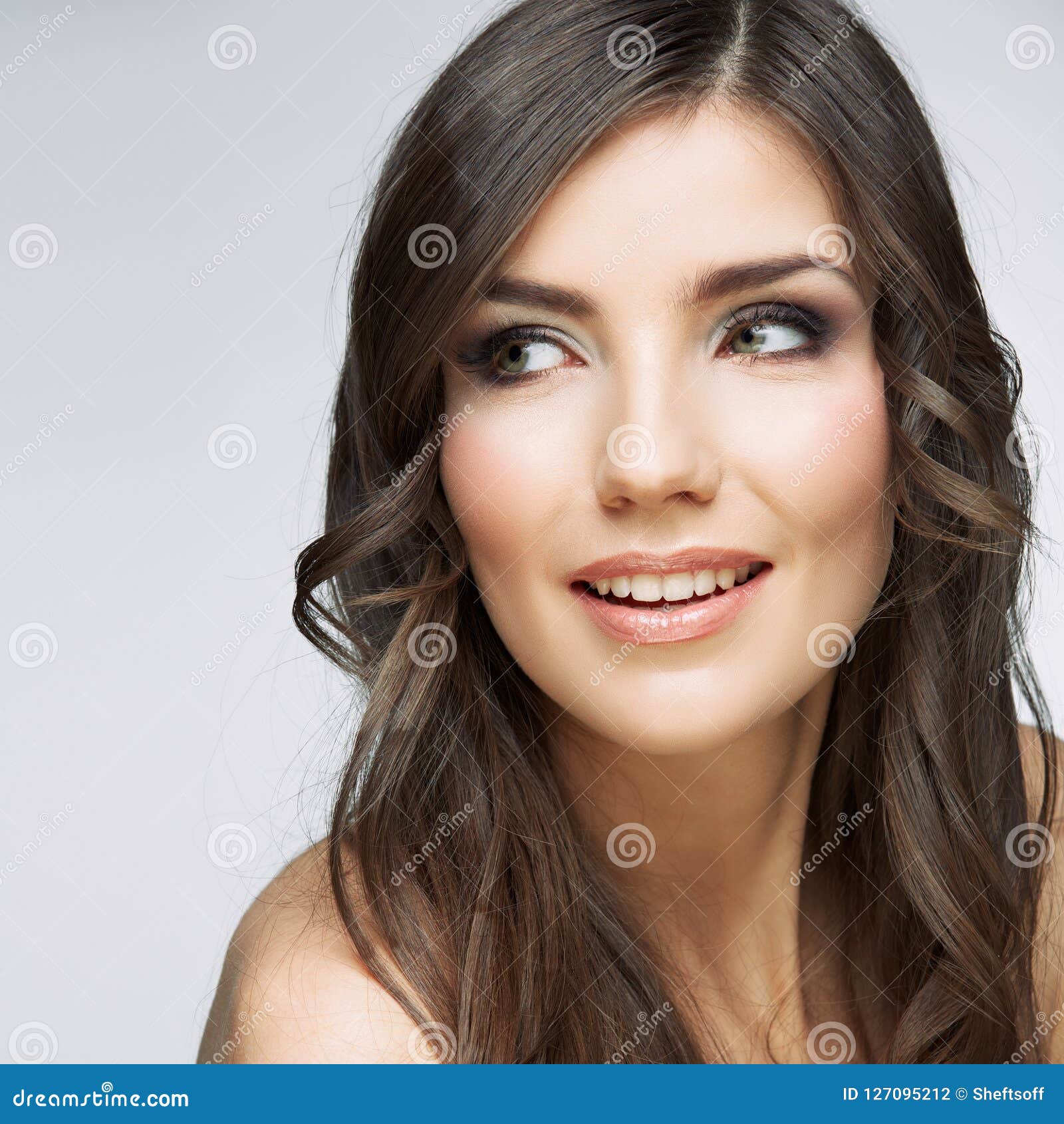 Beauty Smiling Woman Face Close Up Portrait. Stock Photo - Image of ...