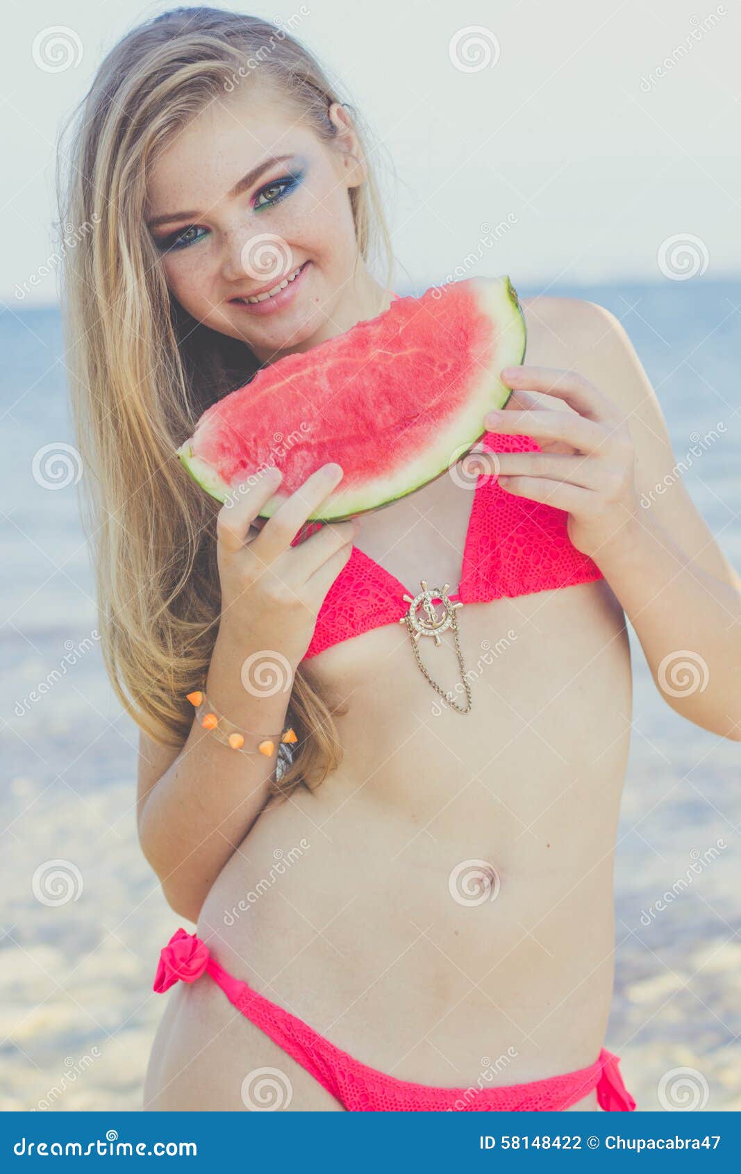 Excelent beauty teenager Beauty Teen Model Girl Eating Watermelon Stock Photo Image Of Blonde Health 58148422