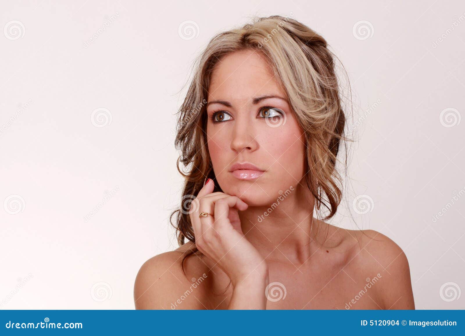 Beauty thinking. Pretty blond women looking away