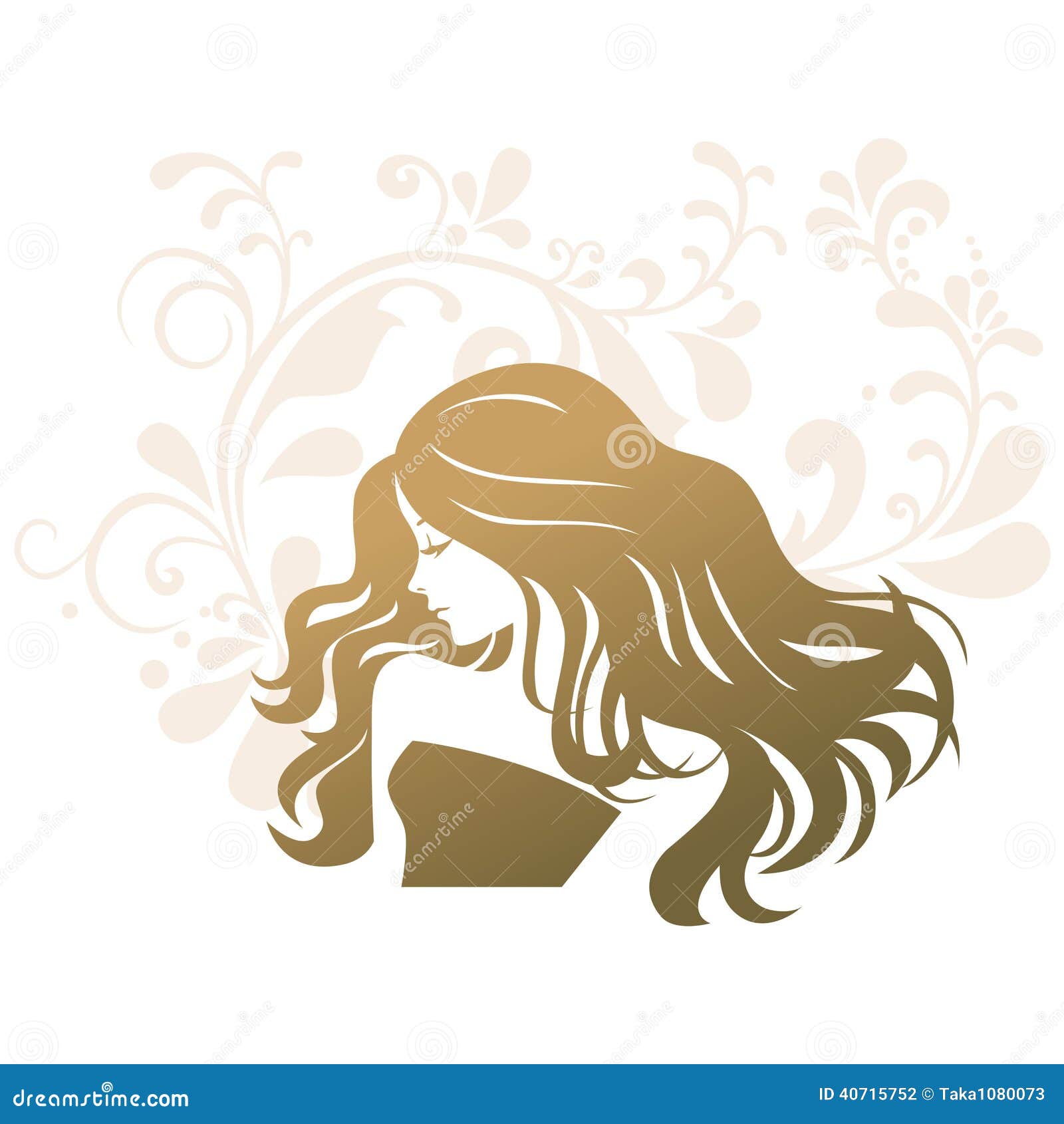 beauty treatment salon silhouette woman gorgeous hair which streams wind 40715752