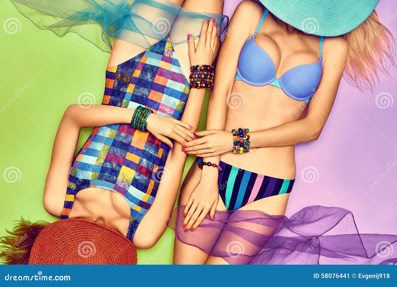 Beauty Woman Body in Fashion Swimsuit, Lesbians Stock Image