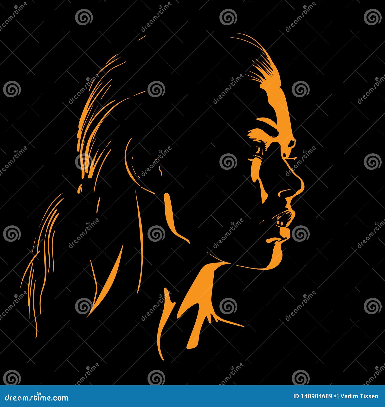 beauty woman face silhouette in contrast backlight. .