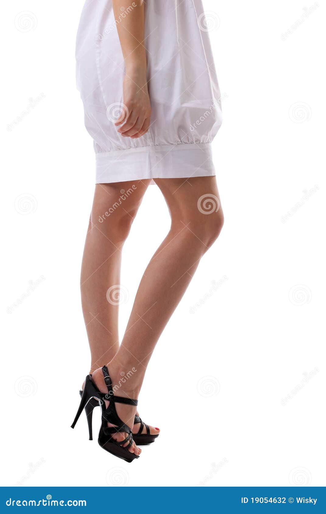 Beauty Woman Legs in White Cloth Stock Photo - Image of footwear, stand ...