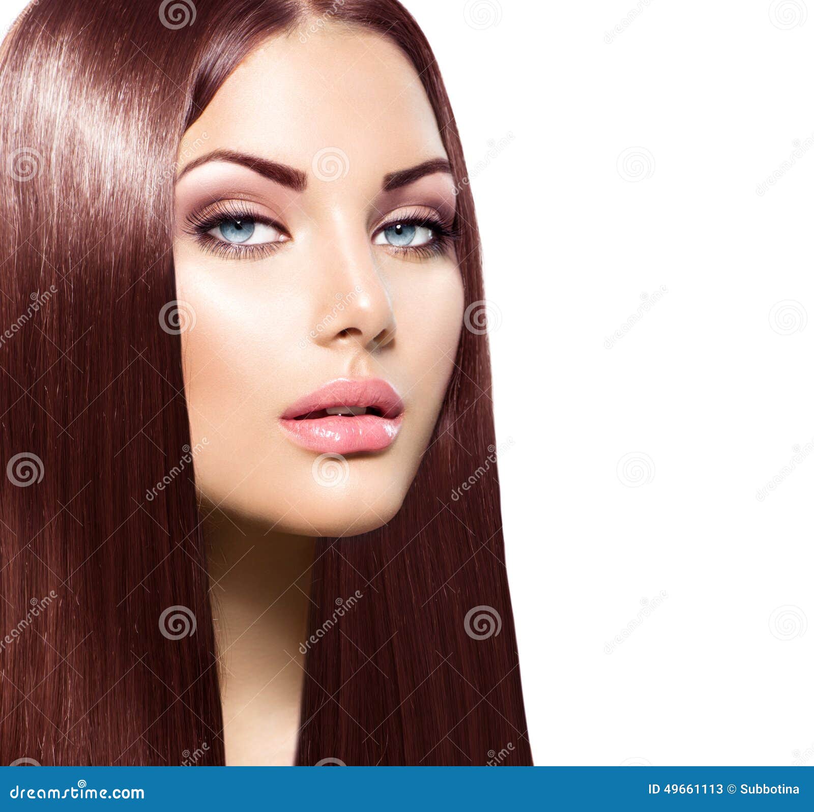 Beauty Woman With Long Brown Hair Stock Image Image Of Coloring Face