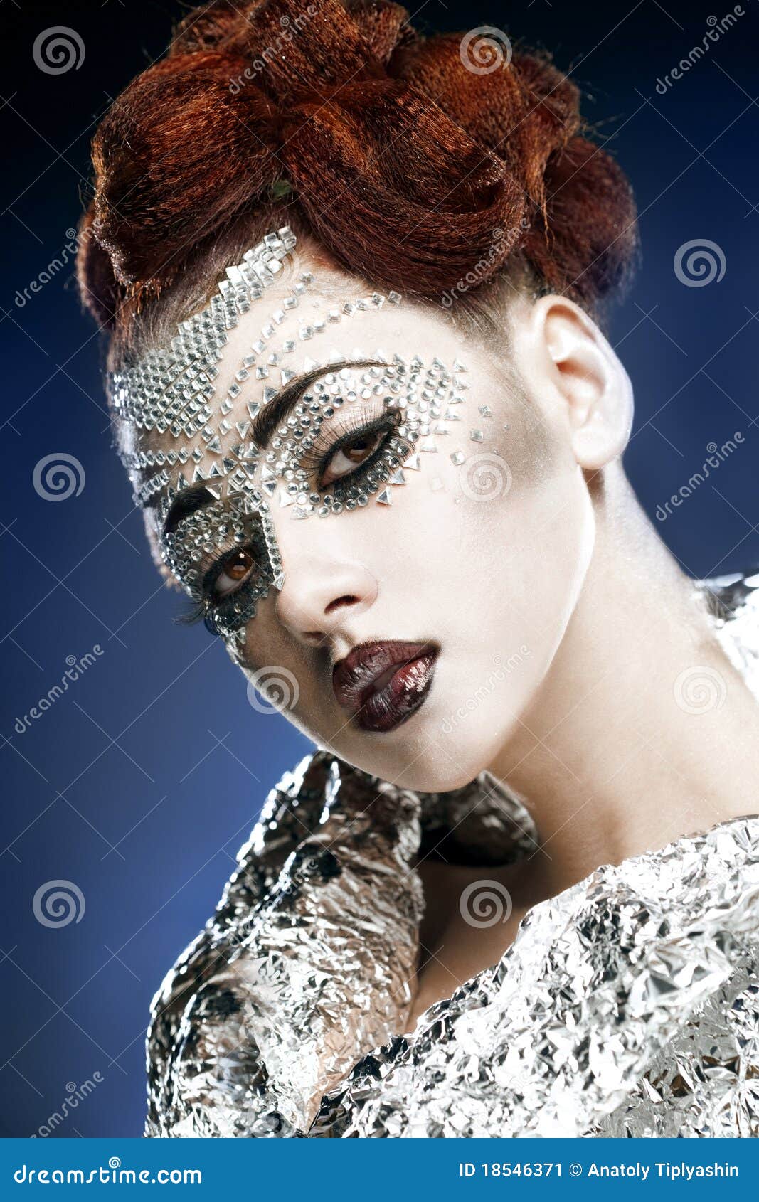 Beauty Woman Makeup With Crystals On Face Stock Image Image 18546371