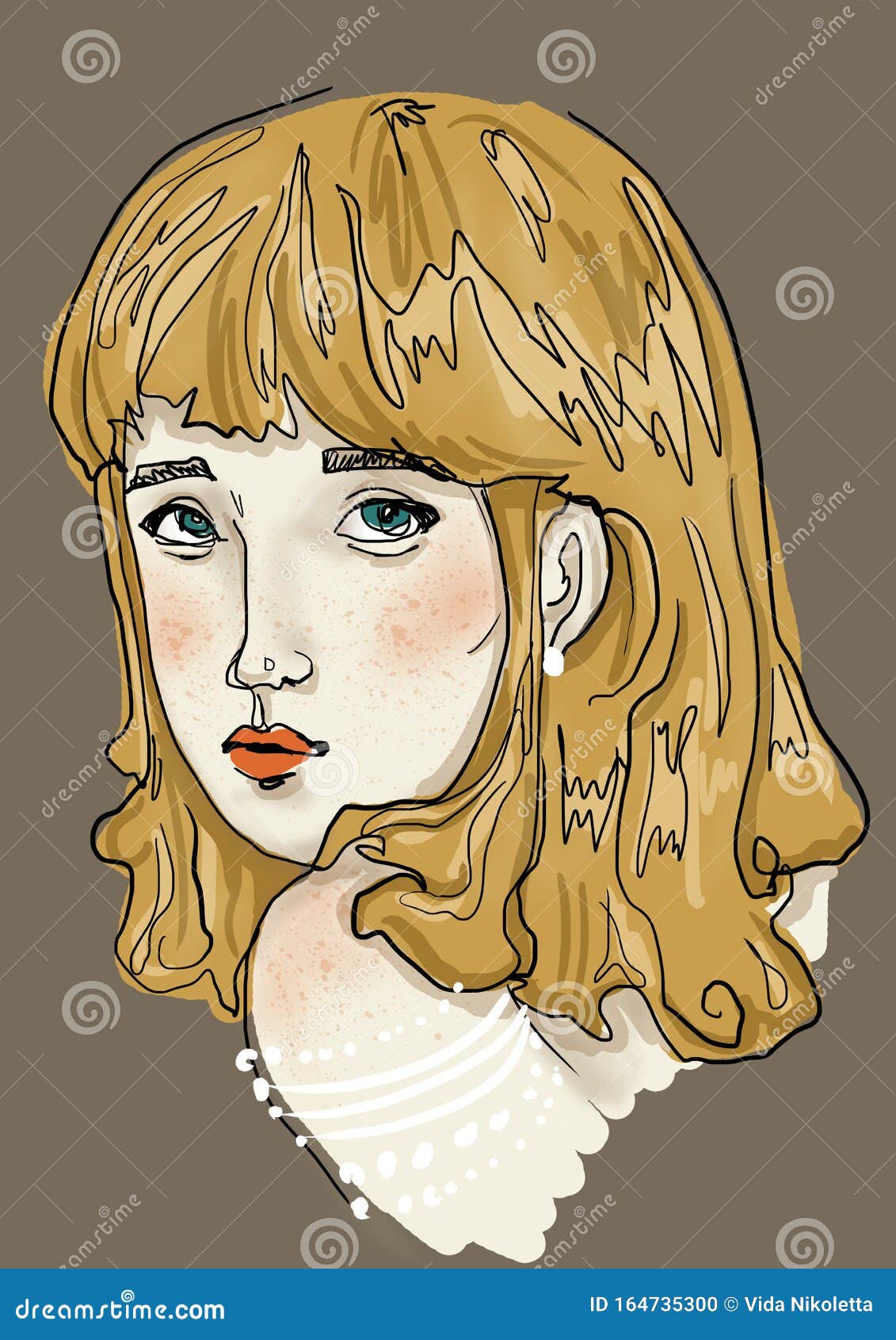 Beauty Woman Print For T Shirt Stock Illustration Illustration