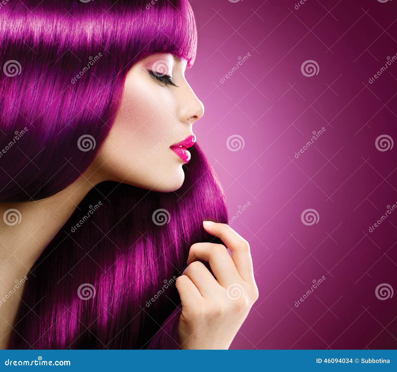 Beauty Woman With Purple Hair  Stock Photo Image of 