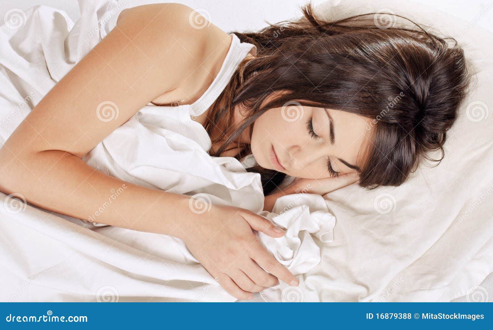 Beauty woman sleeping stock photo