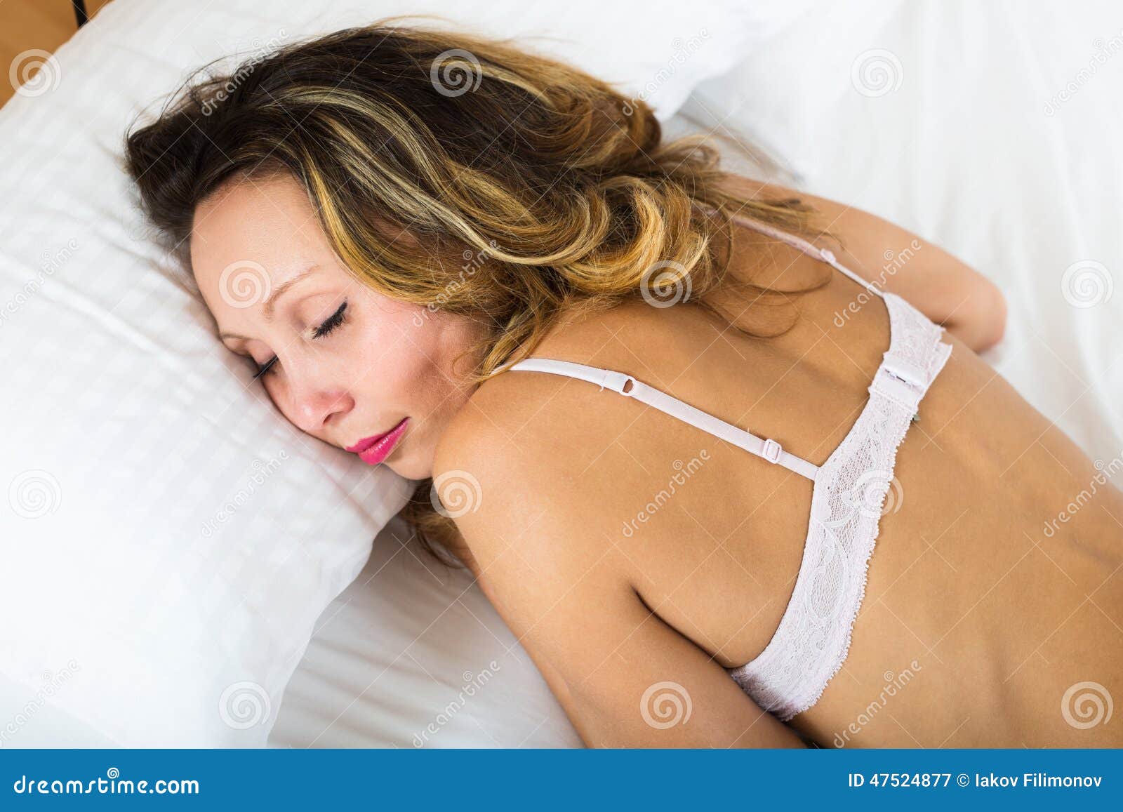 Beauty Woman Sleeping in Underwear Stock Image - Image of indoor