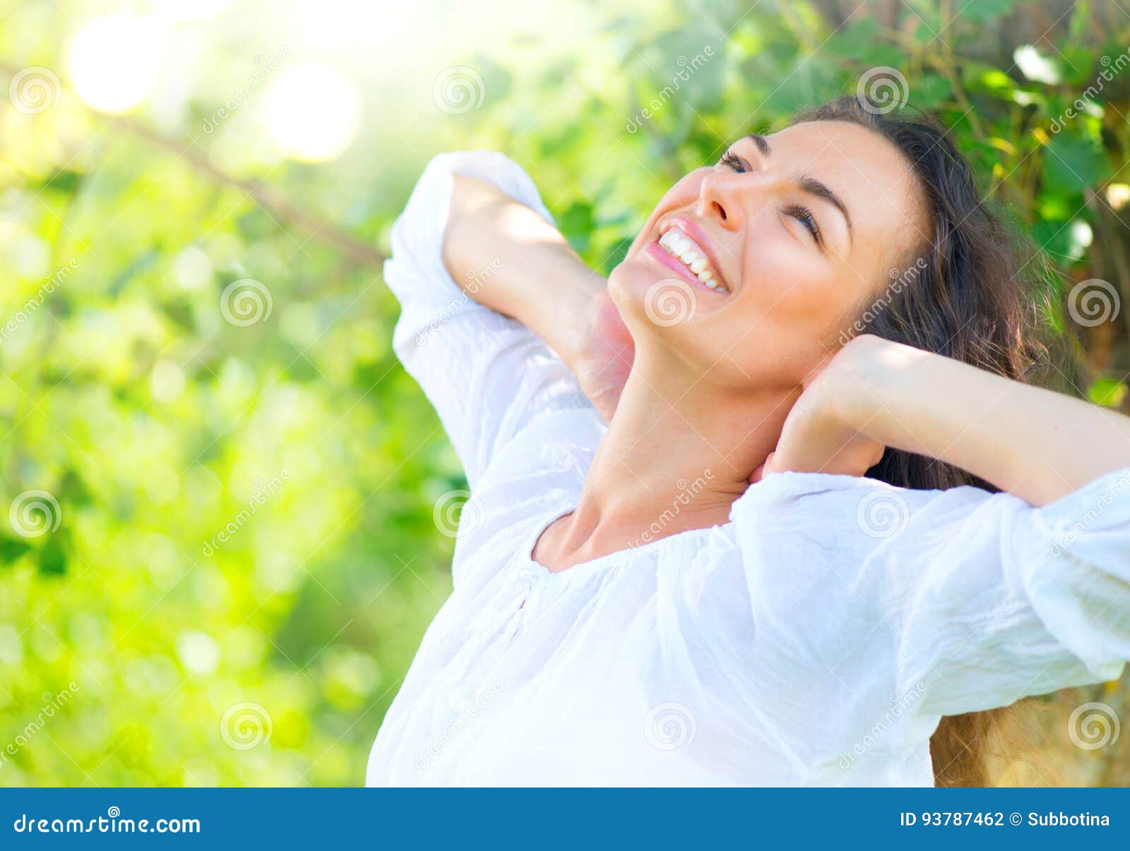 beauty young woman enjoying nature