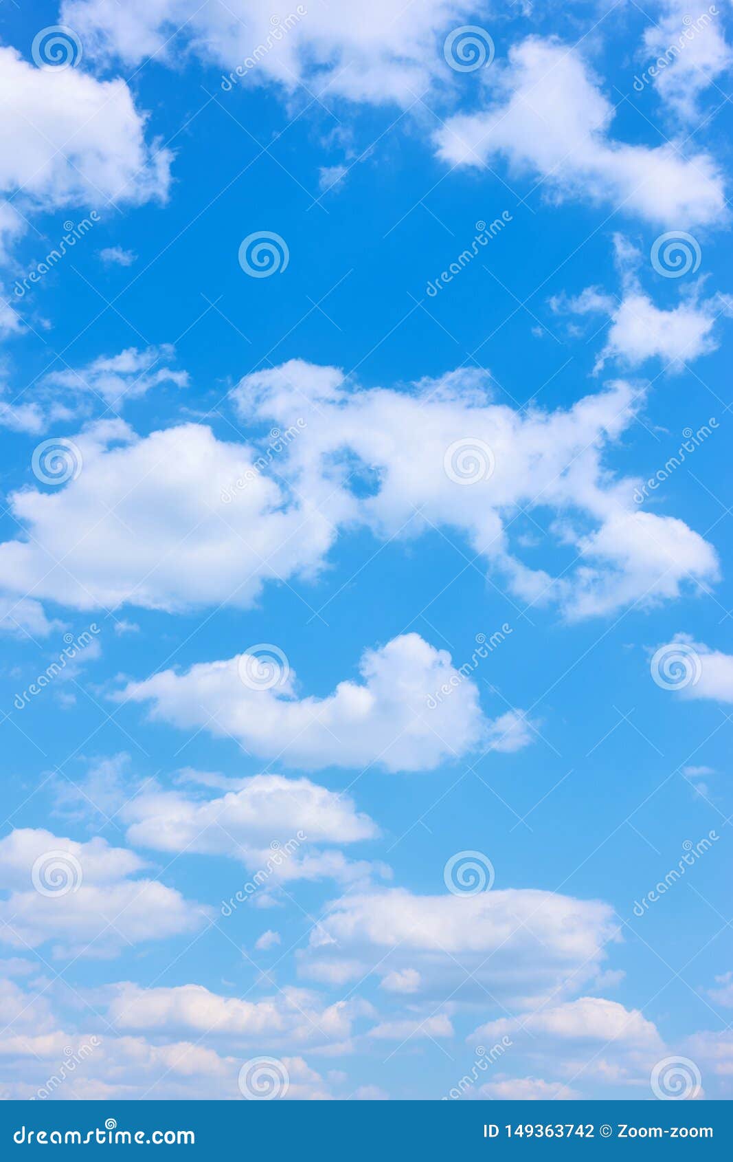 beautyful blue sky with white clouds -  vertical background