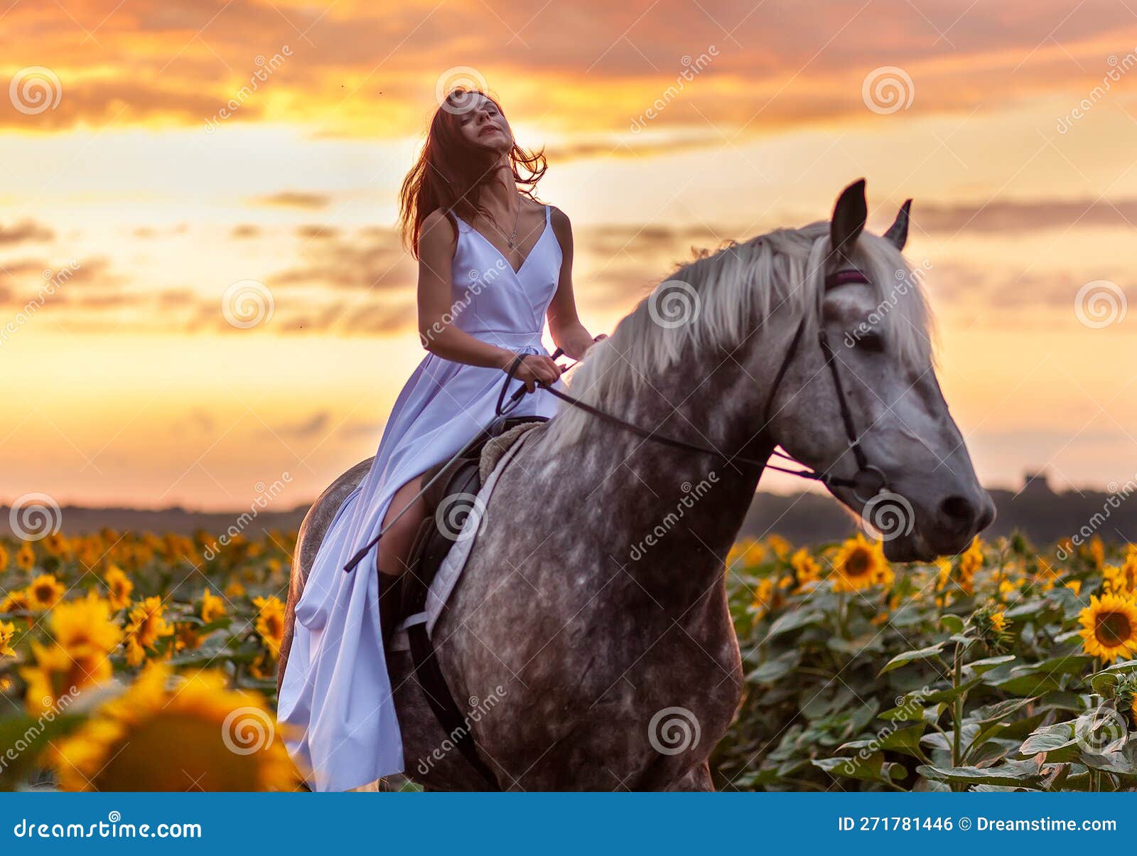 beautyful woman with horse on nature