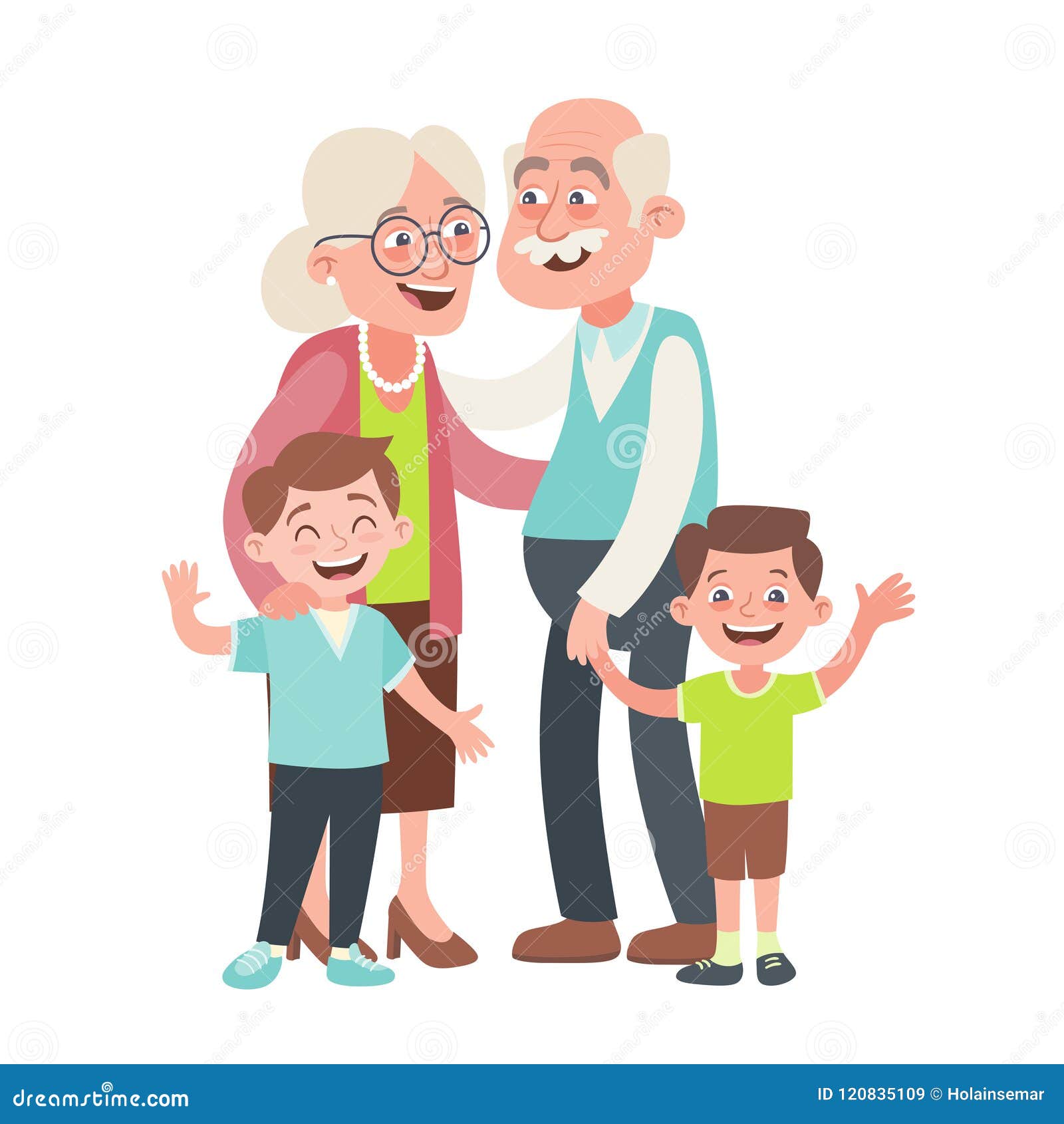 Beaux Grands-parents Avec Leurs Petits-fils Illustration de