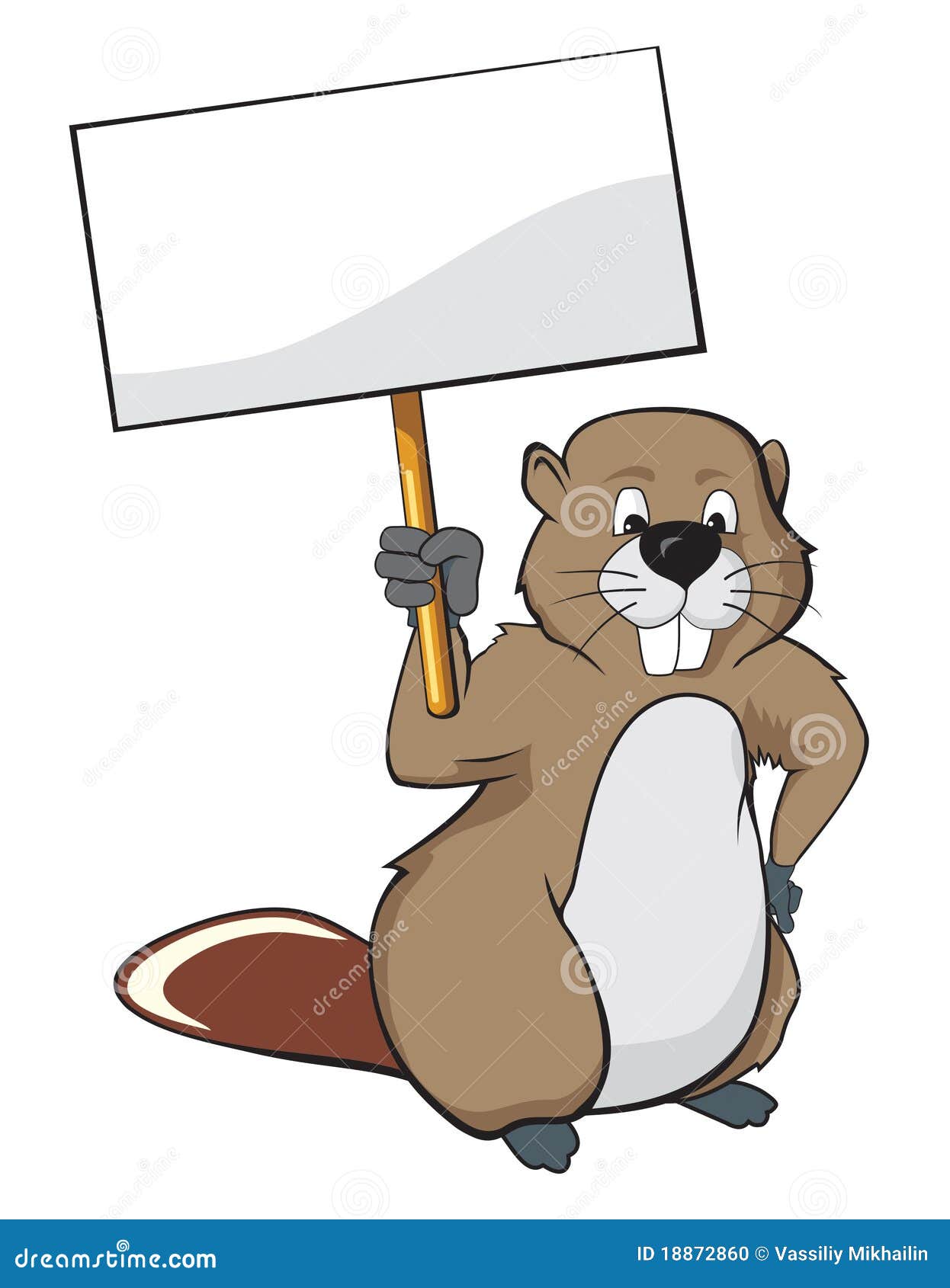 beaver holding a nameplate