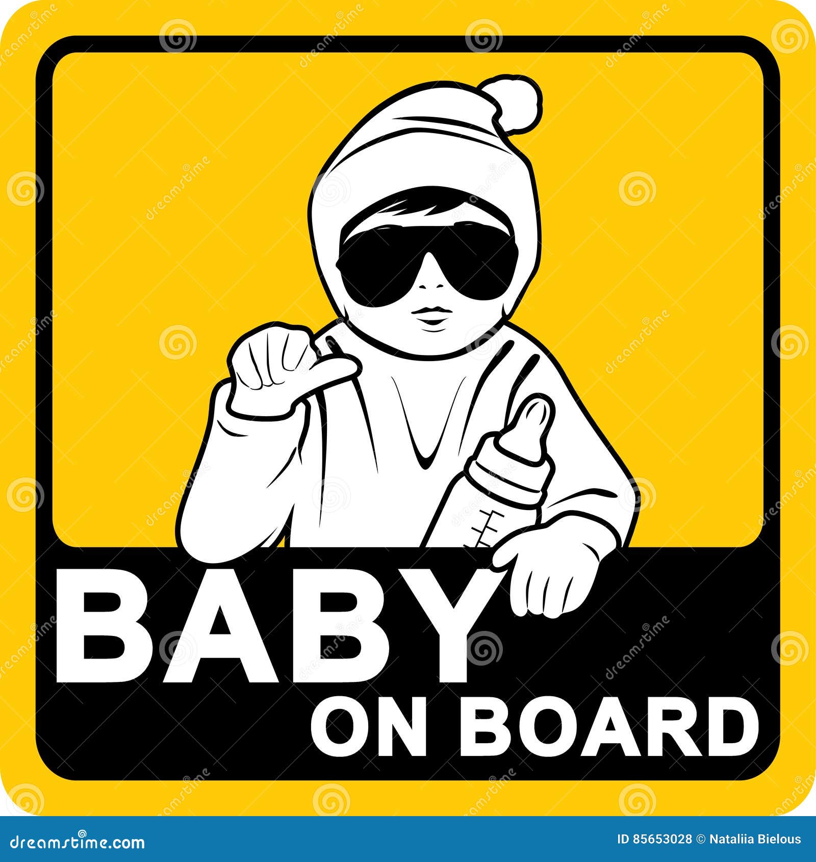Bebé a bordo sticker ilustración del vector. Ilustración de poco - 85653028