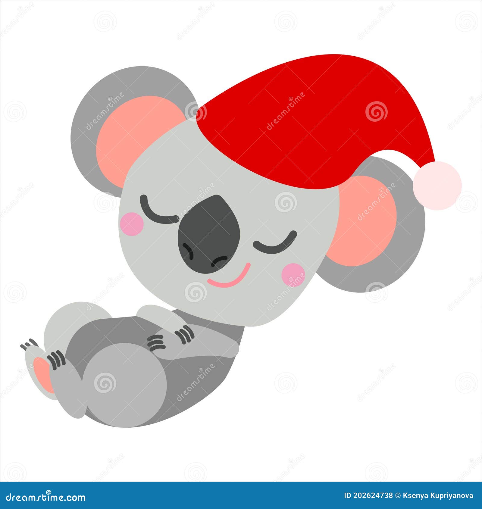 Bebé Koala Con Sombrero De Navidad Roja Durmiendo Y Sonriendo. Estilo Plano  De Dibujos Animados. Divertido Y Lindo. Animal Austral Ilustración del  Vector - Ilustración de gris, cabritos: 202624738