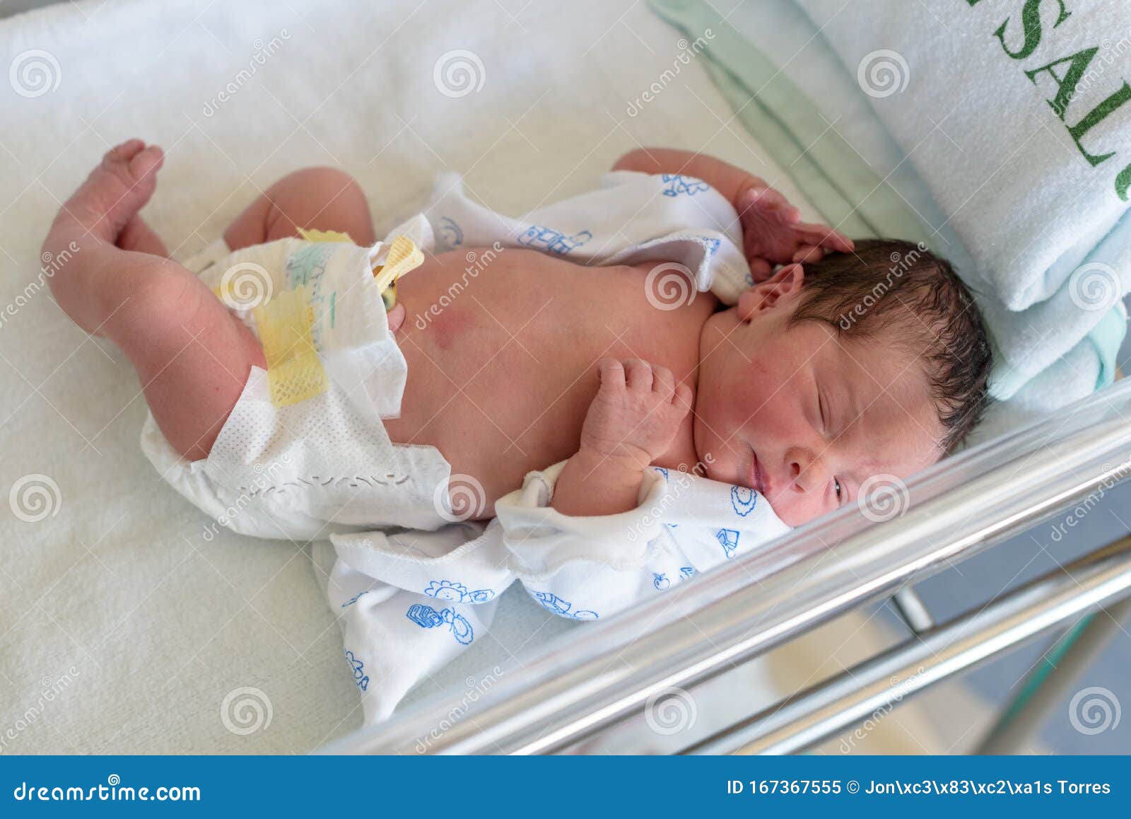 Bebé Recién Nacido En Una Cuna De Hospital Con Una Manta Para Bebés Imagen  de archivo - Imagen de adorable, pesebre: 167367555
