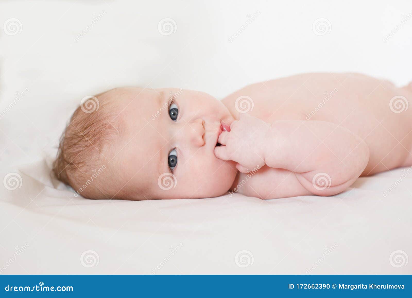 Bebe Sobre Una Cama De Fondo Blanco Con Una Mano En La Boca Enorme Nino De Cuatro Meses Un Nino Se Muerde La Mano Foto De Archivo Imagen De Manta Mirando Bebe Sobre Una Cama De Fondo Blanco Con Una Mano En La Boca Enorme Nino De Cuatro Meses Un Nino Se Muerde La Mano Foto De Archivo Imagen De Manta Mirando