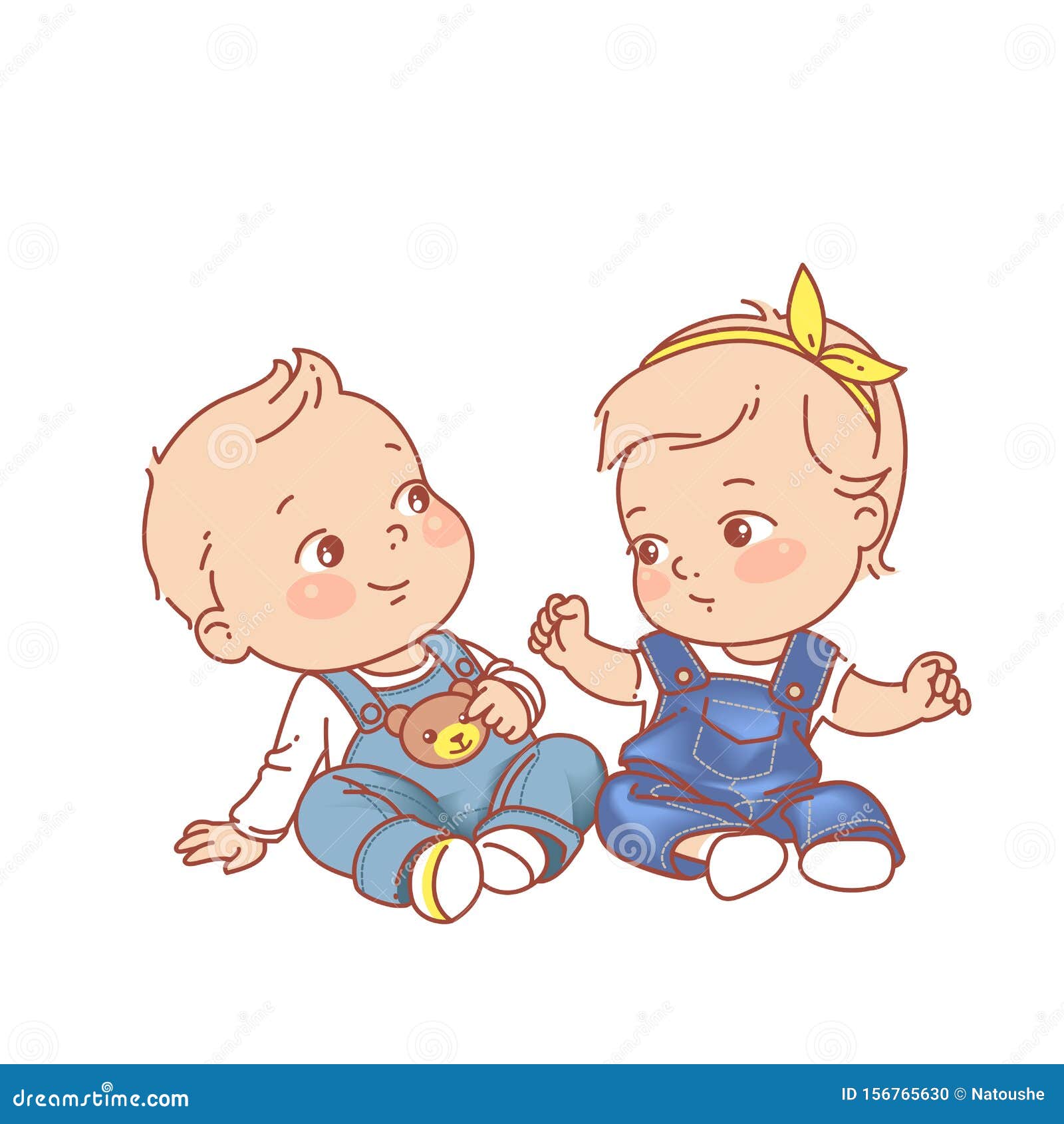 BebÃ©s Gemelos Sentados,. Muchacho Y Chica Juntos Ilustración del Vector -  Ilustración de departamento, cabrito: 156765630