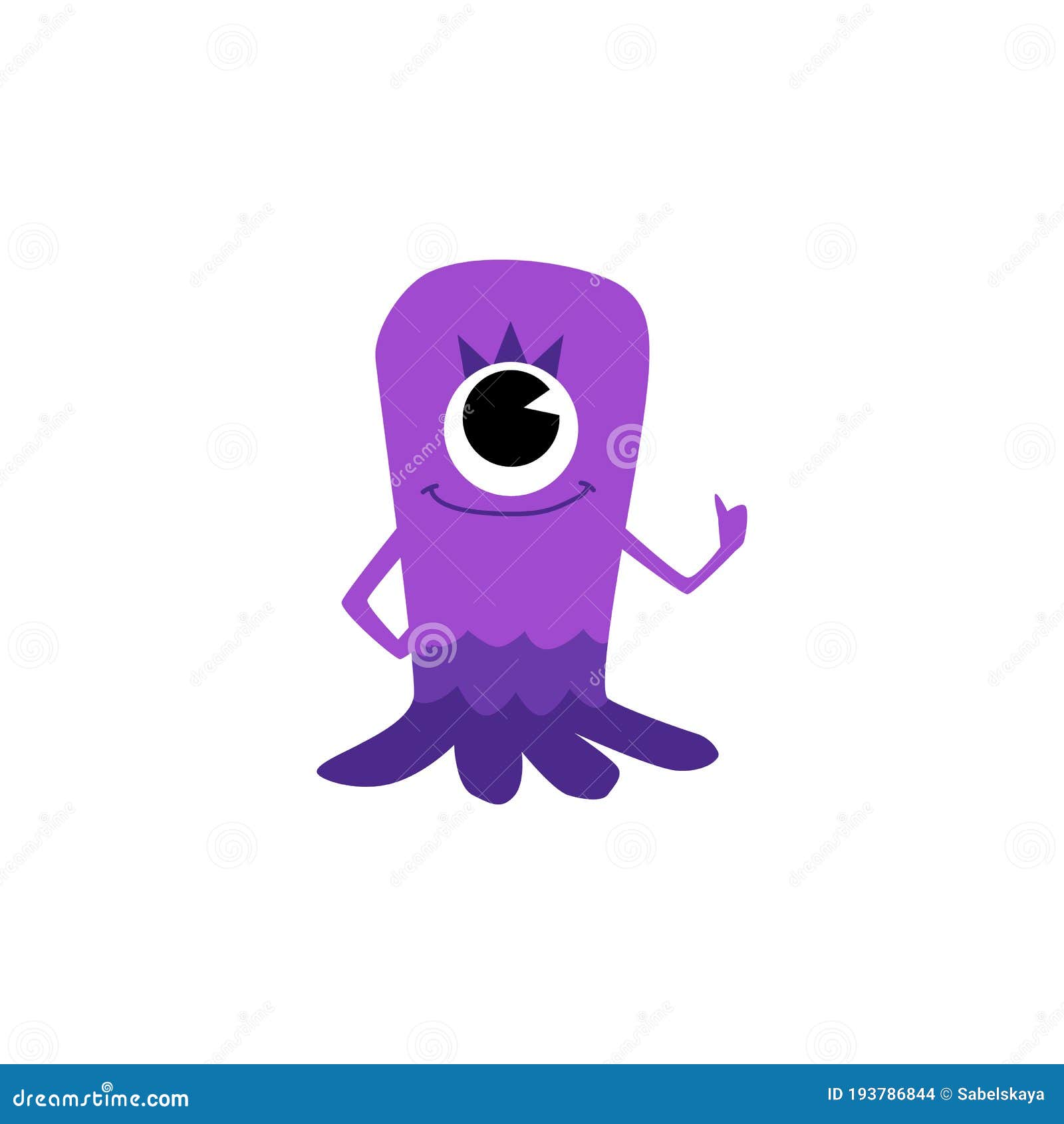 Bebê Alienígena Roxo E Fofo Com Um Olho Dando Polegares Ilustração