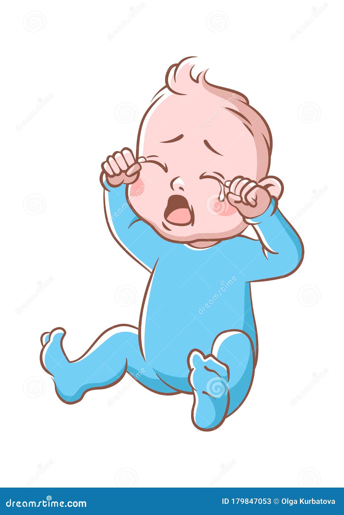 desenho animado bebê está chorando, ilustração vetorial 3692209