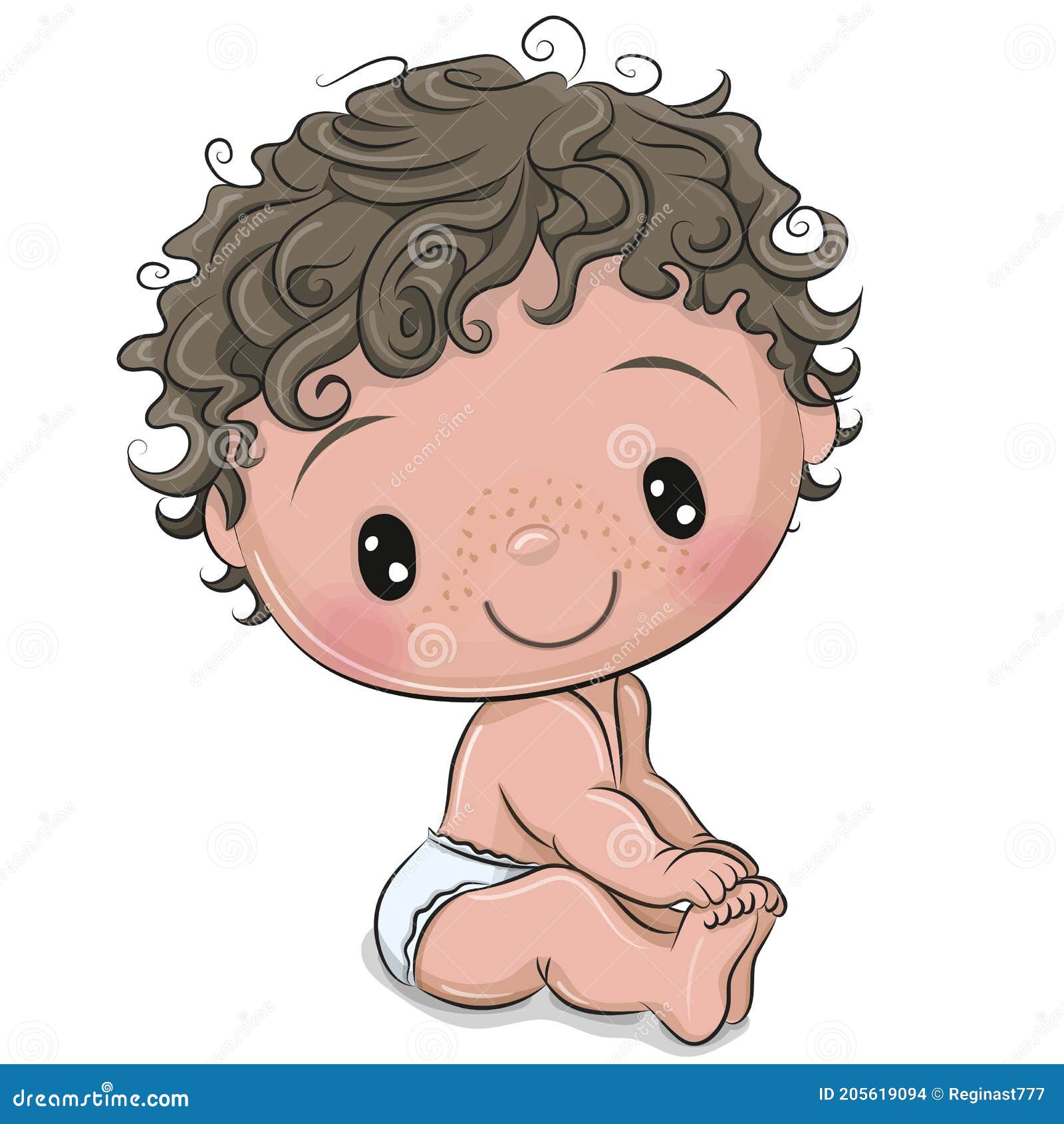 Bebê Desenho Animado Isolado Em Fundo Branco Ilustração do Vetor