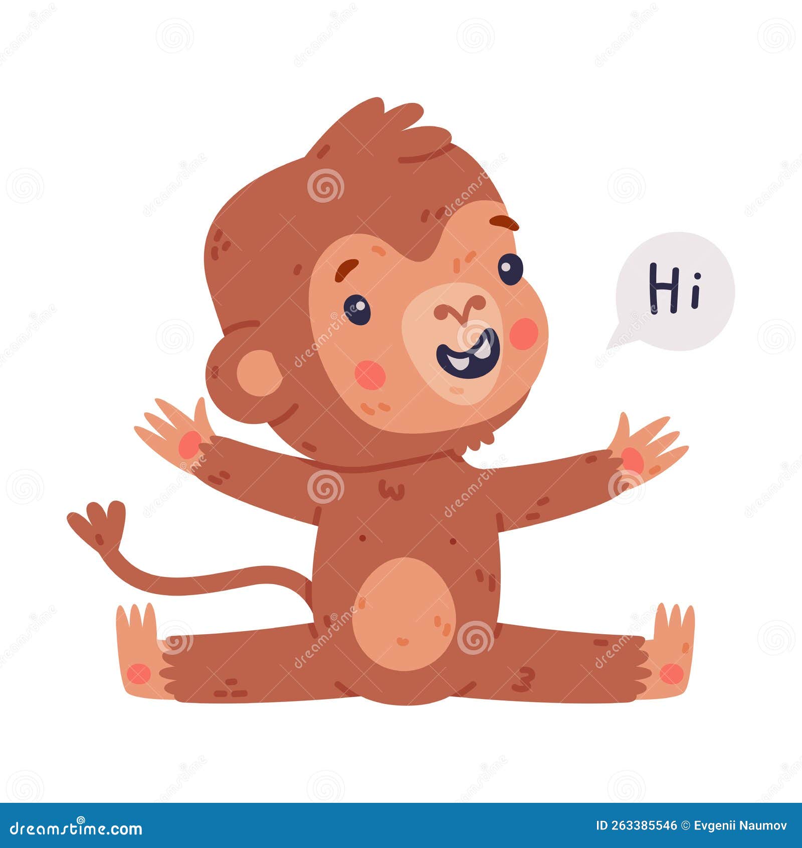 macaco bonito sentado ilustração de ícone de vetor. personagem de