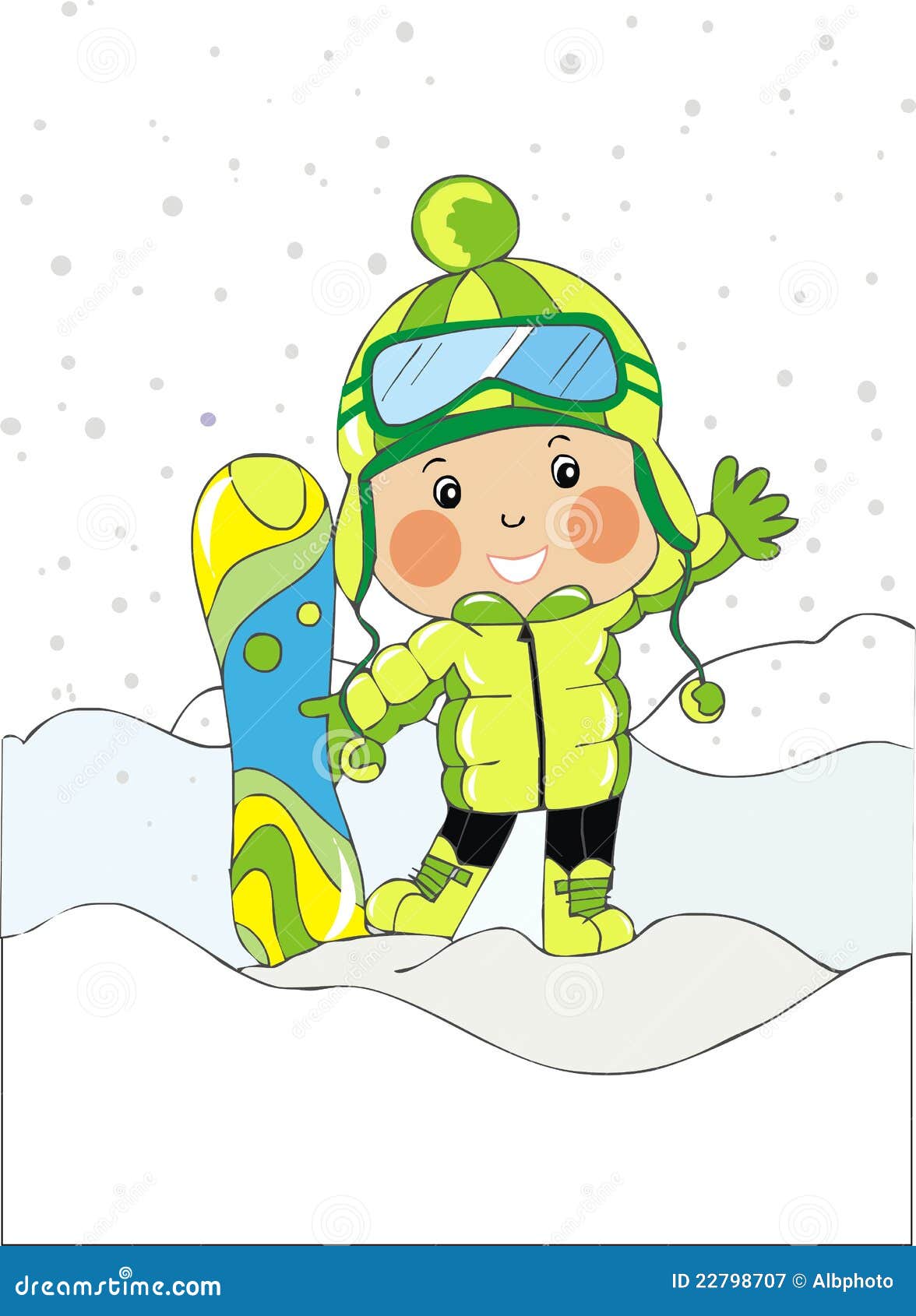 Bebé con el snowboard ilustración del vector. Ilustración de deporte