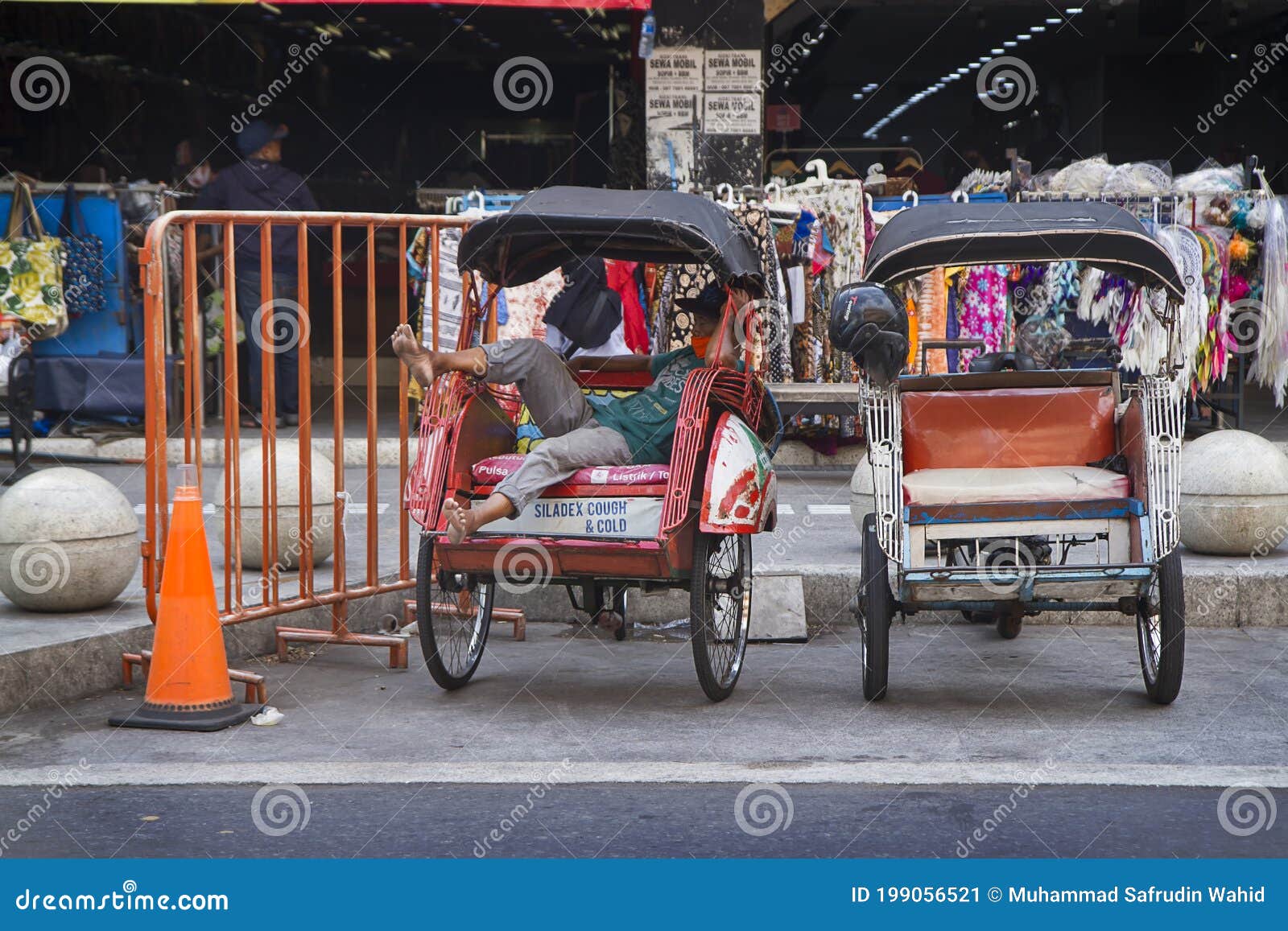 Becak Traditional Rikshaw Transportation At Malioboro Street Area