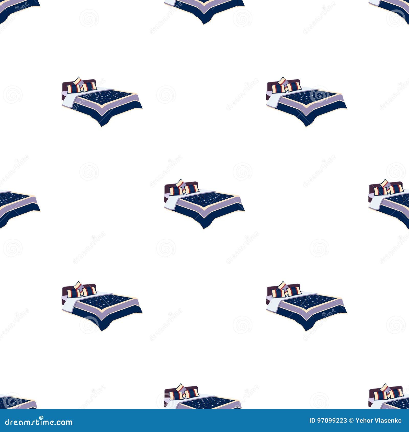 A Bed With A Back Pillows And A Coverlet Beds Single Icon In