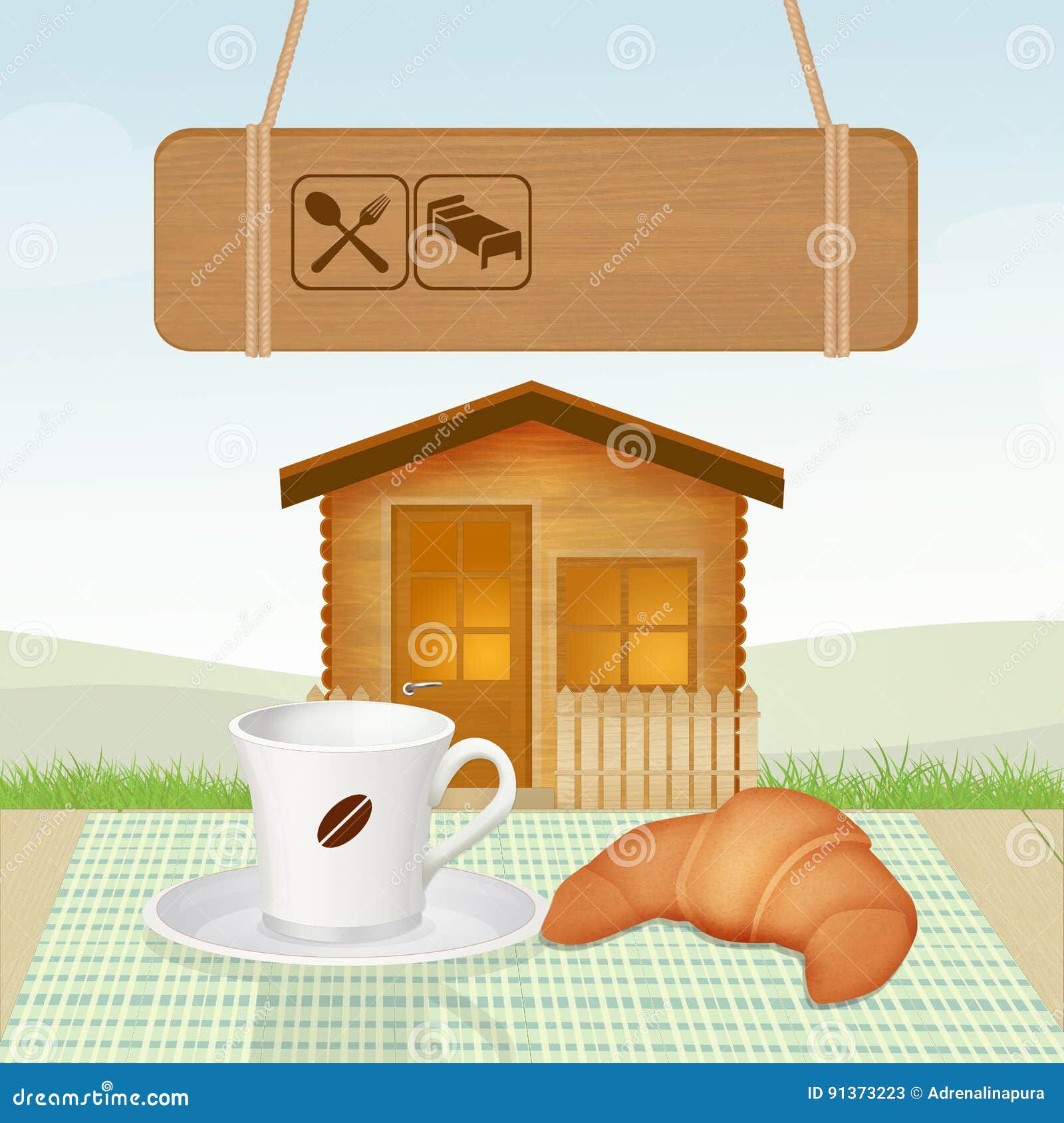 Bed and breakfast stock illustration. Illustration of hostel 91373223