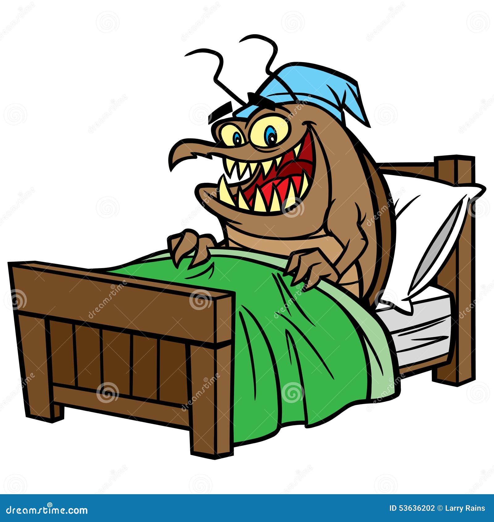 Bed Bug in Bed stock vector. Illustration of teeth, insect - 53636202