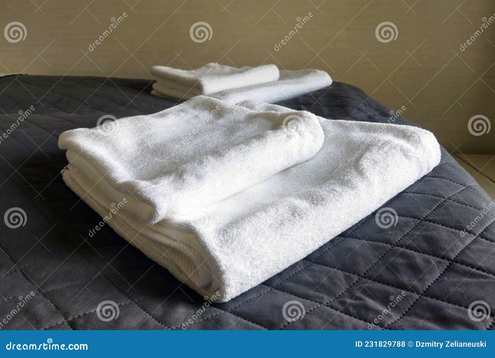 On the Bed are Clean White Towels, Hotel Room Stock Photo Image of