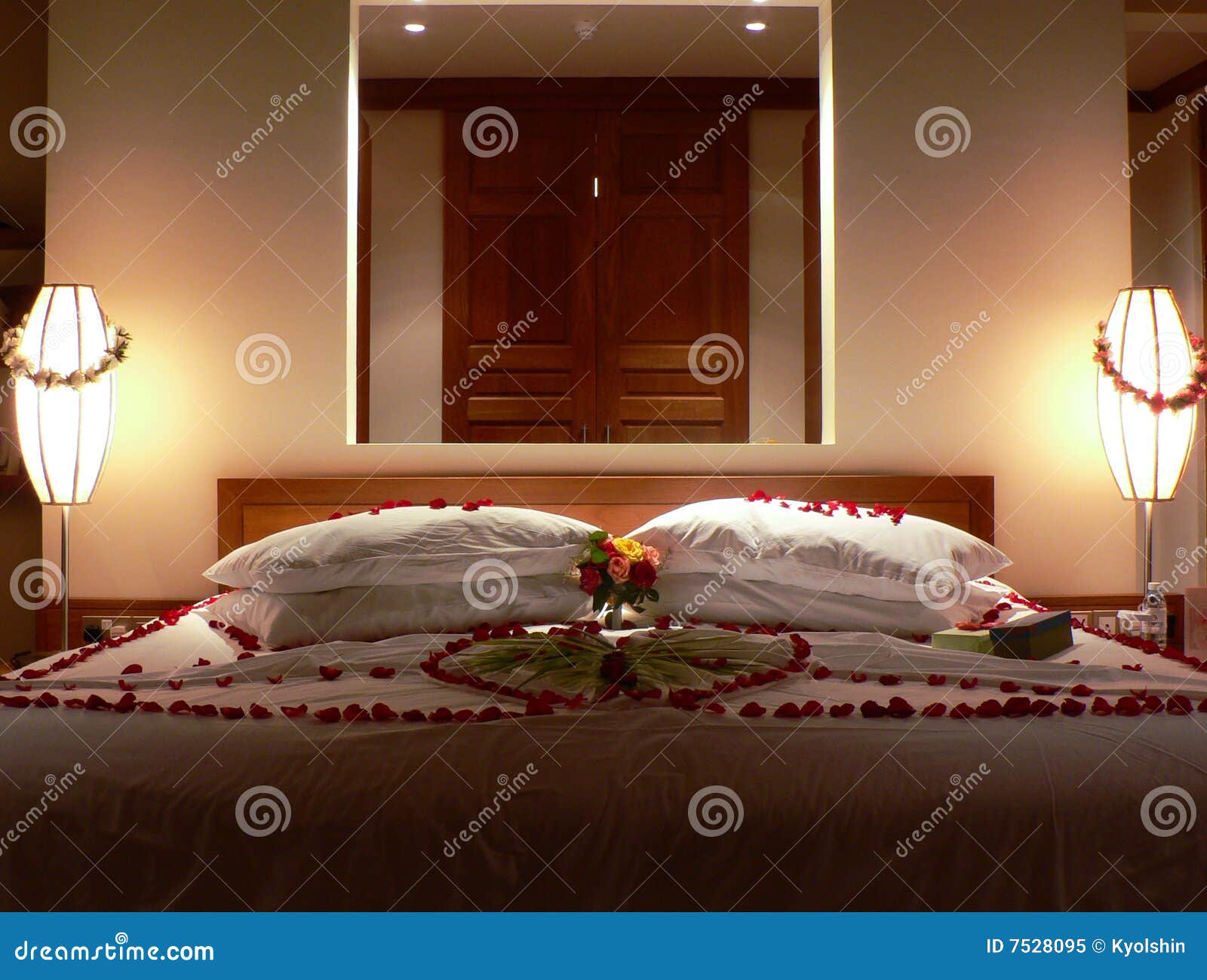 Bed with flowers stock image. Image of room, cute, bedroom 7528095